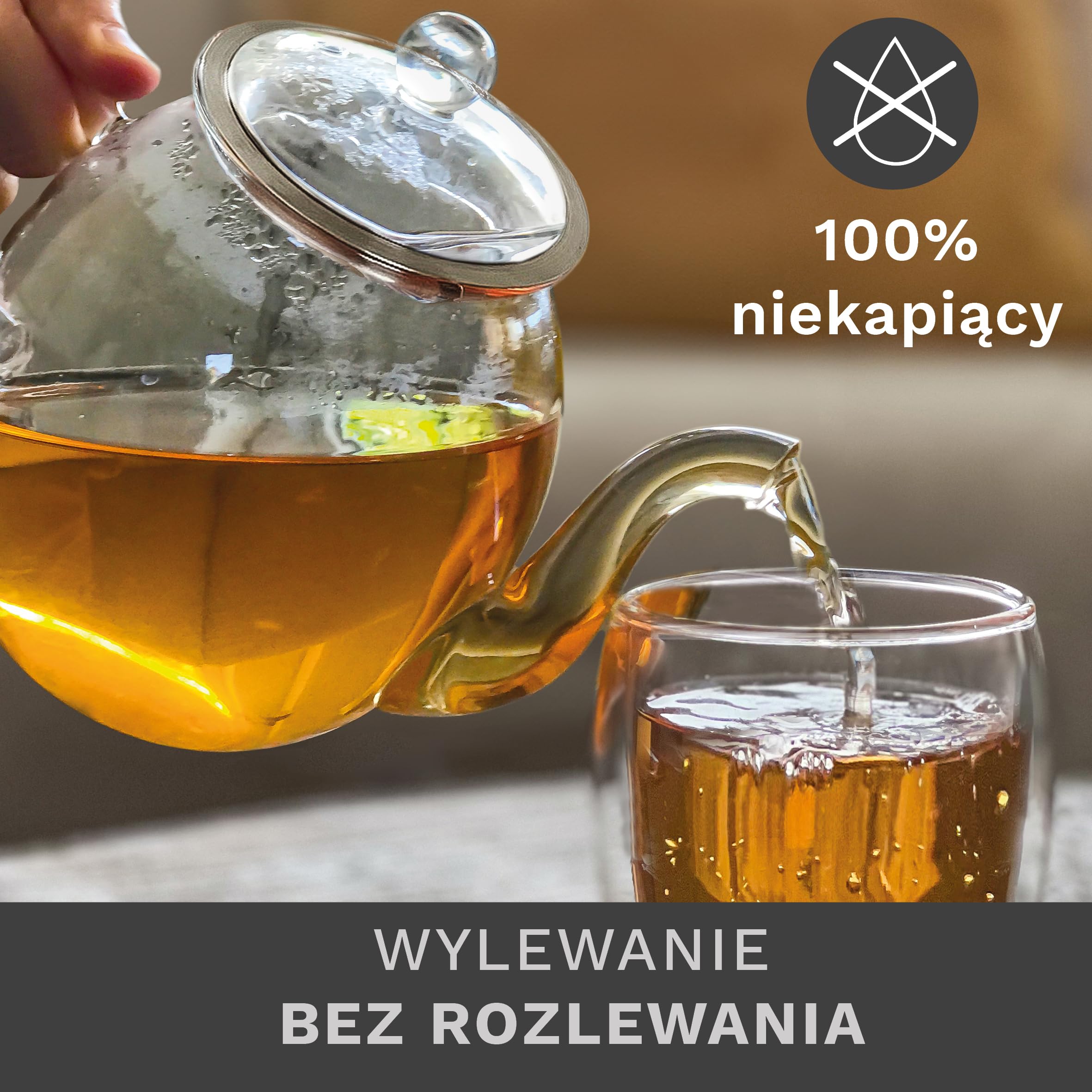 Creano Szklany dzbanek do herbaty 1,5 l 3-częściowy zaparzacz z sitkiem ze stali nierdzewnej