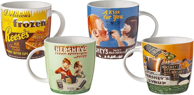 Amazon Com Hershey S Reese S Vintage Coffee And Tea Mugs 17oz Set Of 4 Home Kitchen
