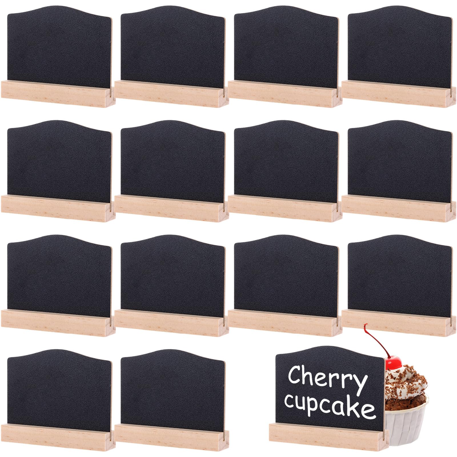 ASelected15Pcs Mini Chalkboard Signs Small Black Chalk Board 10x7.5CM Double Sided Mini Blackboards with Stands for Table Message Tabletop Board for Food Labels Party Table Decoration(Dome Shaped)