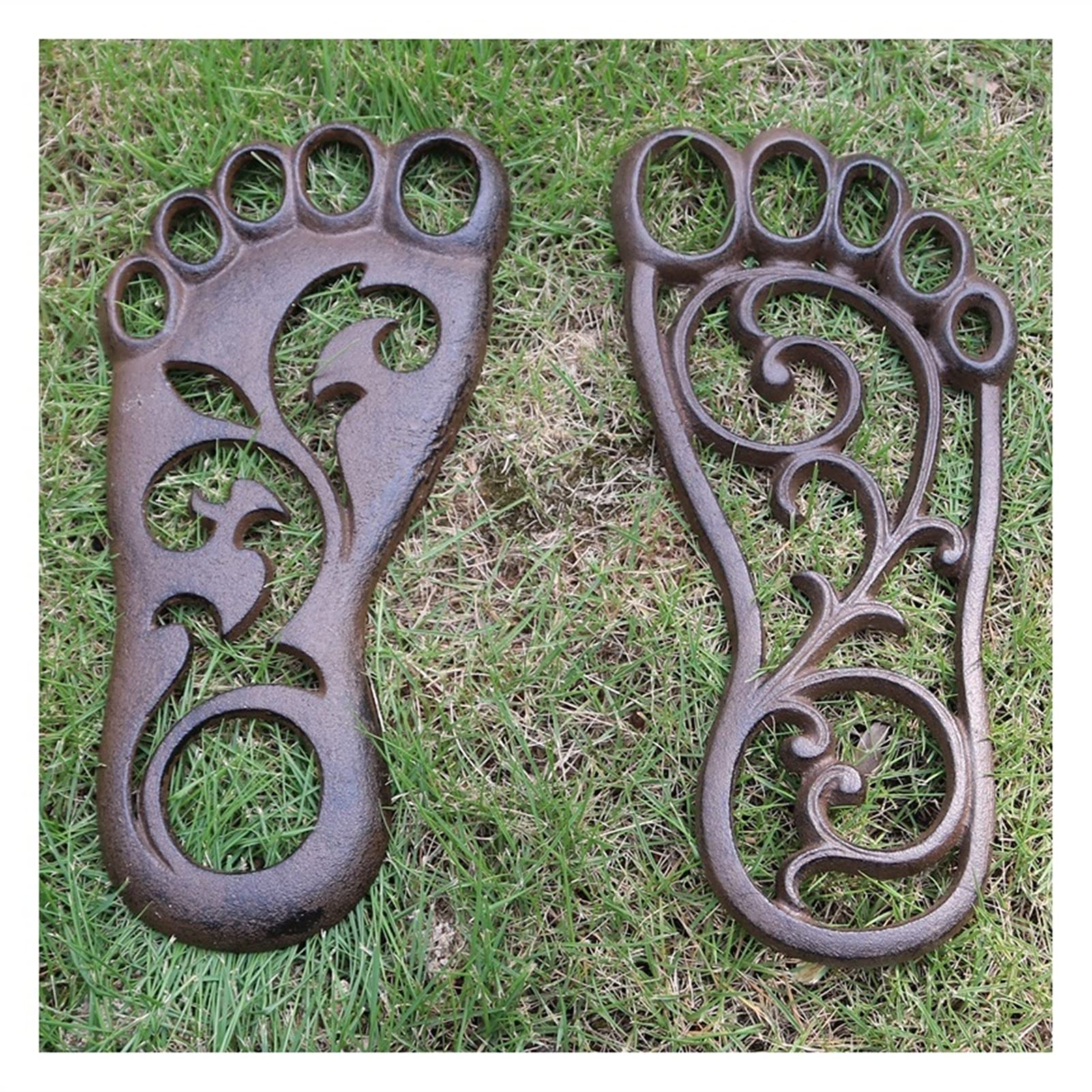 Sculture da Giardino Coppia di Ornamenti rustici retrò a Forma di Piede in ghisa con gradini per Porte, Cortili, Foyer Little Surprise