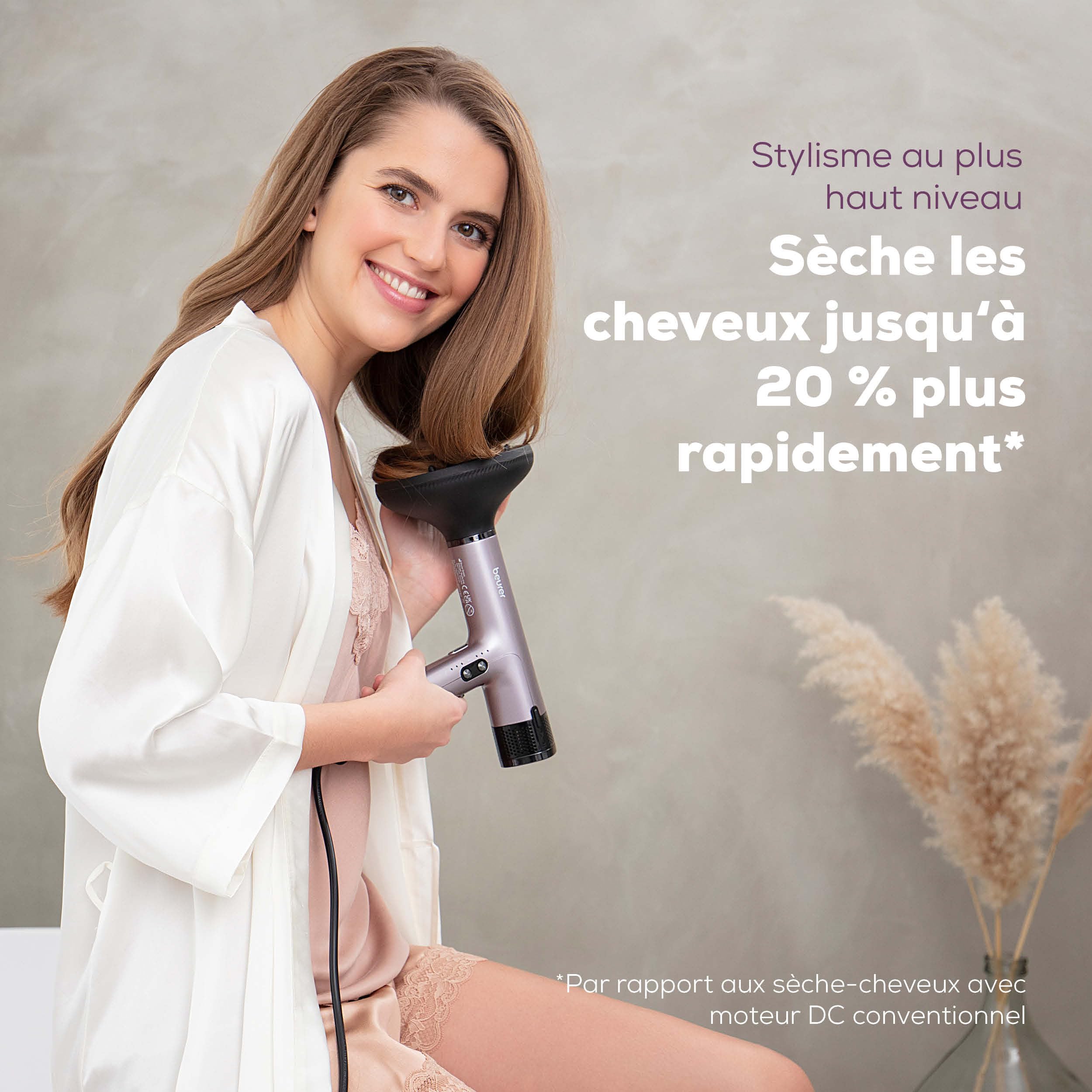 Beurer HC 100 Excellence Sèche-cheveux ionique, puissant et ultra léger, 4 niveaux de température et de soufflerie, séchage rapide et douceur, buse de styling & diffuseur boucle professionnel