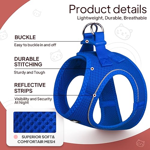 Miniatura 2 de TwoEar Arnés de gato a prueba de escape, suave chaleco ajustable para perro, de malla transpirable, chaqueta reflectante de fácil control para