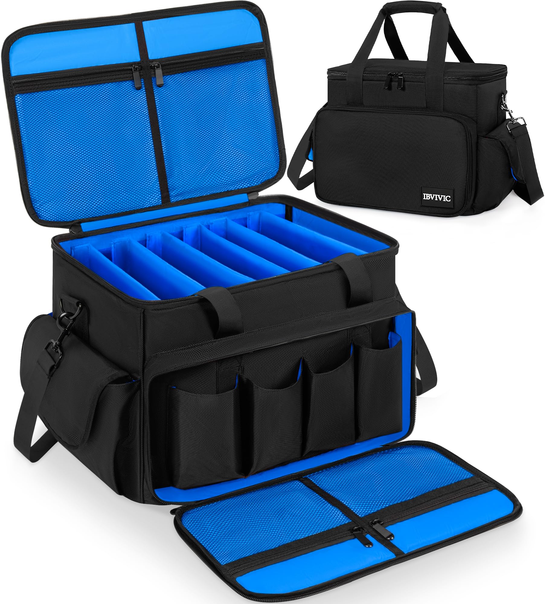 OUUTMEE Bolsa para archivos de cable de DJ, bolsa de almacenamiento de alambre de DJ, bolsa organizadora de equipos de DJ de nailon 1680D con separadores extraíbles y base acolchada, bolsa de alambre