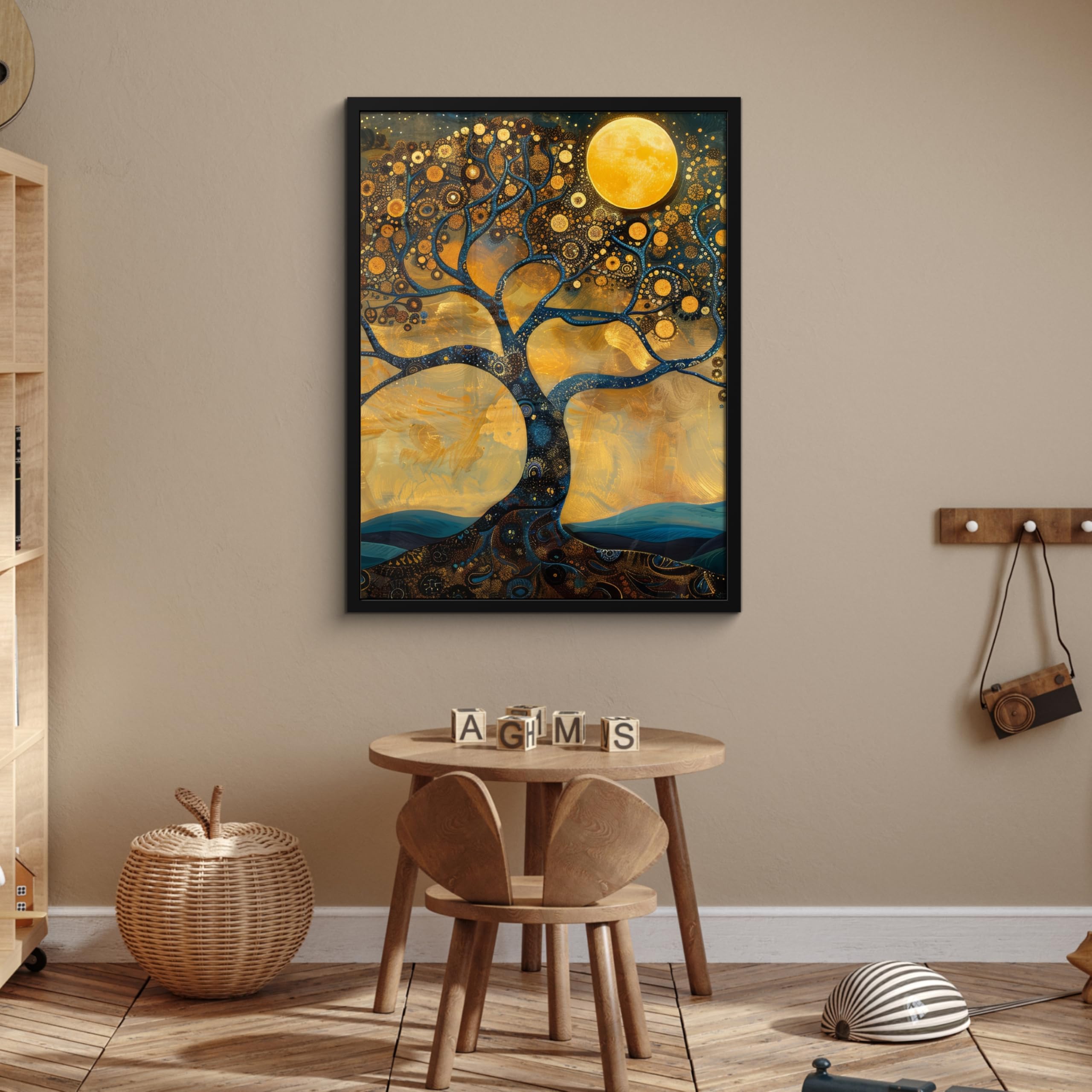 MuchoWow© Cuadros Con Marco 60x80 cm Decoración Cuadro Para Decorativa Cocina Quadros Decoração Sala Room Decor Casa Habitación Árbol - Industrial - Abstracto - Amarillo