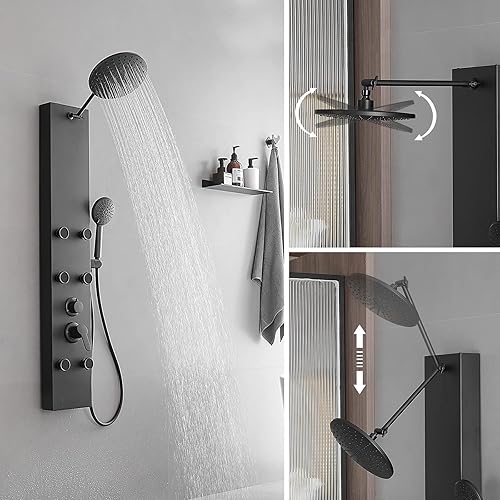 Miniatura 3 de BWE 3 in1 Shower Panel Tower System Stainless Steel Multi-Function Shower Panel with 6 Body Massage Spray and Handheld Shower for Home Hotel Resort