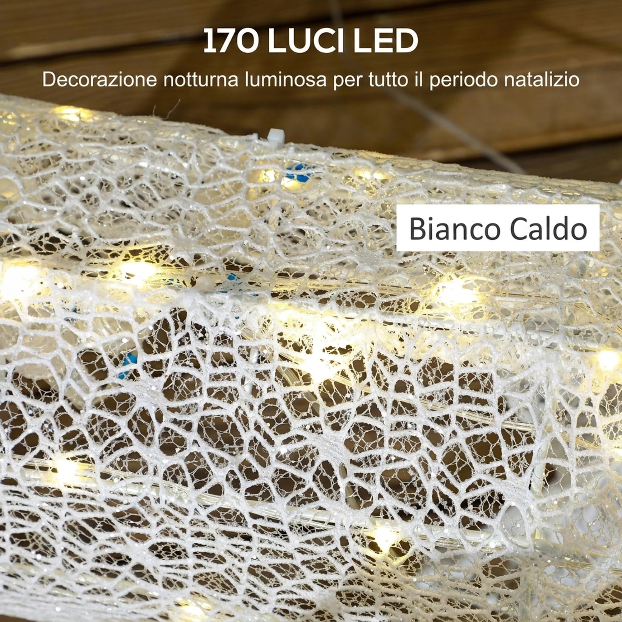 Outsunny Renna Natalizia Illuminata con Slitta 118 cm Bianco e Rosso