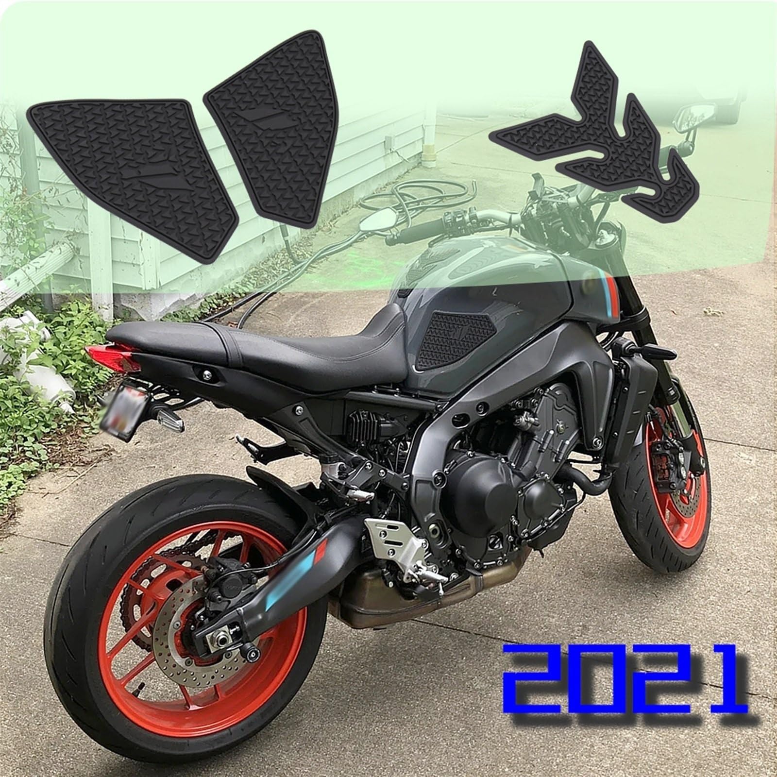 Protège-réservoir Latéral Lodokdre Pour Yamaha MT-09 (à Partir De 2021) - Paire Gauche/droite En Caoutchouc Noir - 2