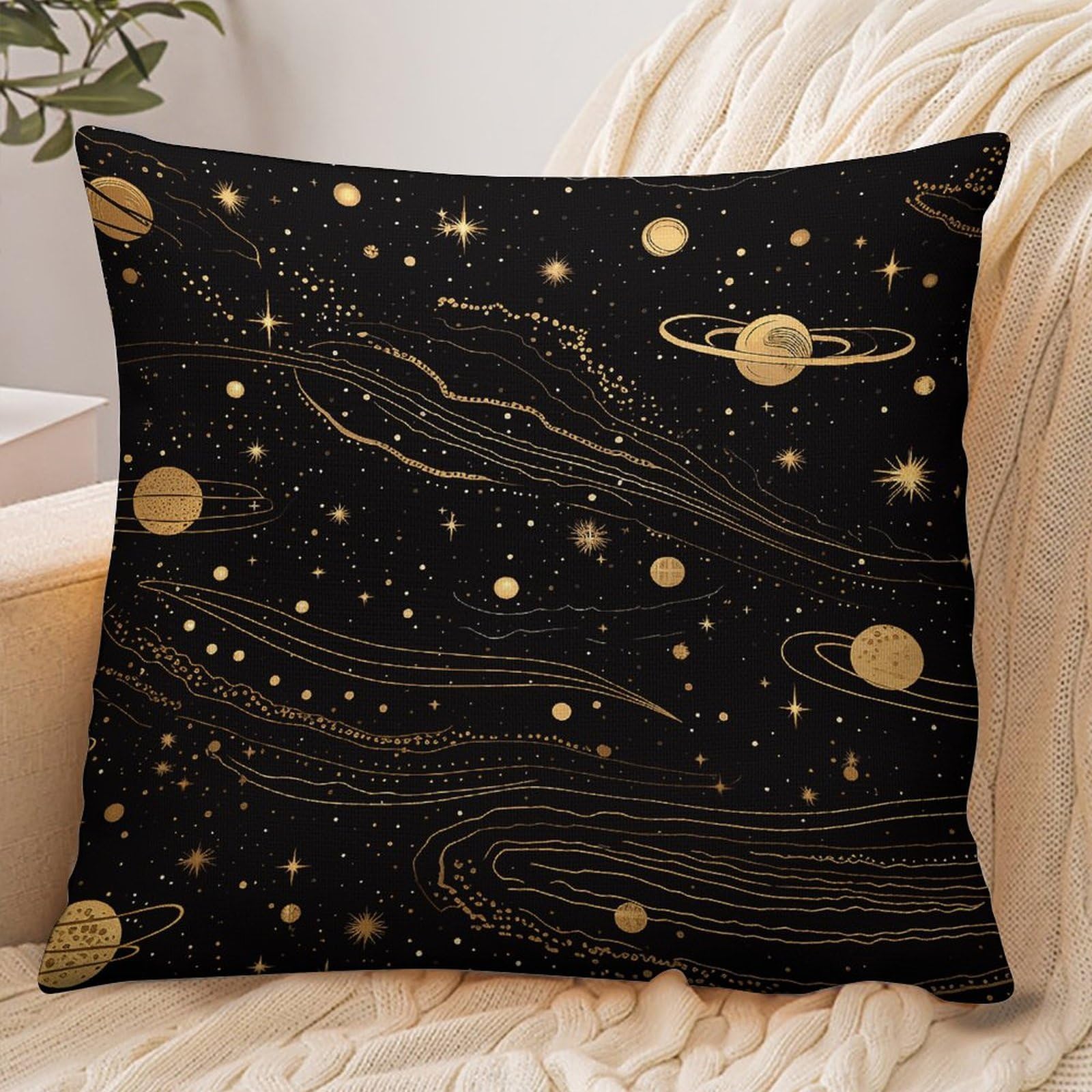 Fekiloot Style Gold And Silver Space Themed Pillowcase Pillow Sham Pillow Case