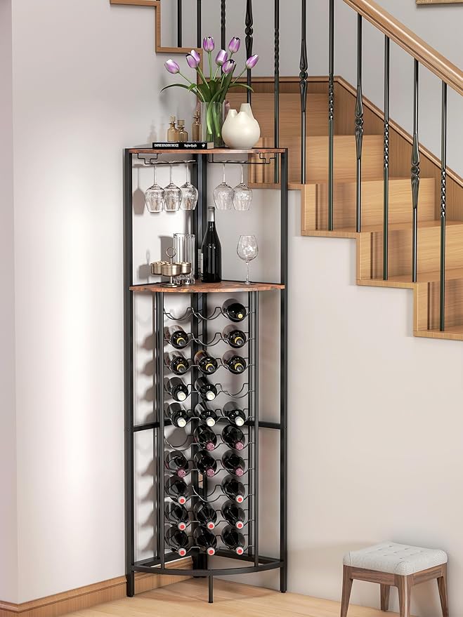 Estante para Vinos de Esquina con Luz LED para 30 Botellas miniatura 9