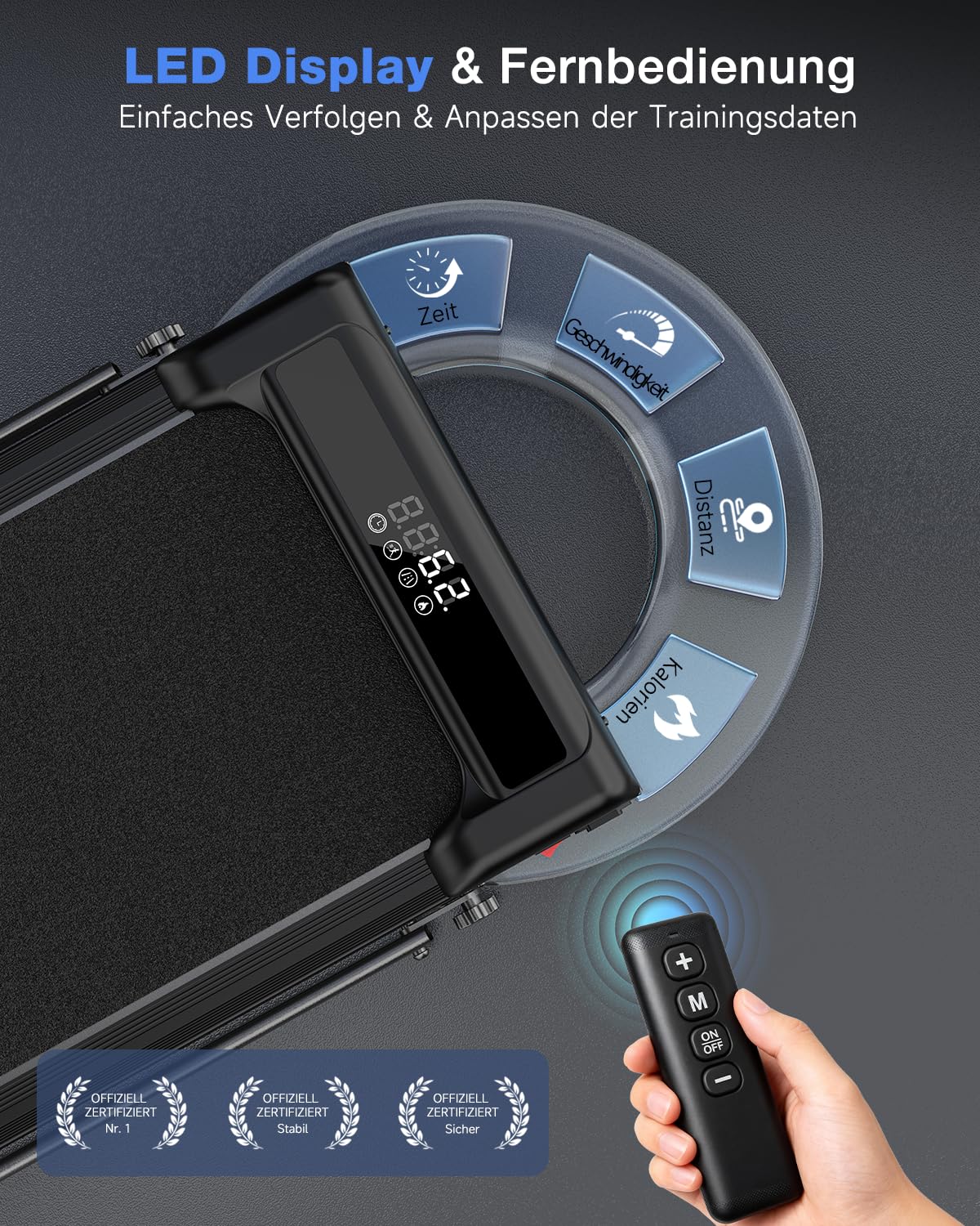 HomeFitnessCode Laufband Klappbar mit Neigung - Walking Pad für Zuhause Klein Laufpad mit Steigung Walkpad Untertisch Elektrisch Walking Band Gehband Treadmill