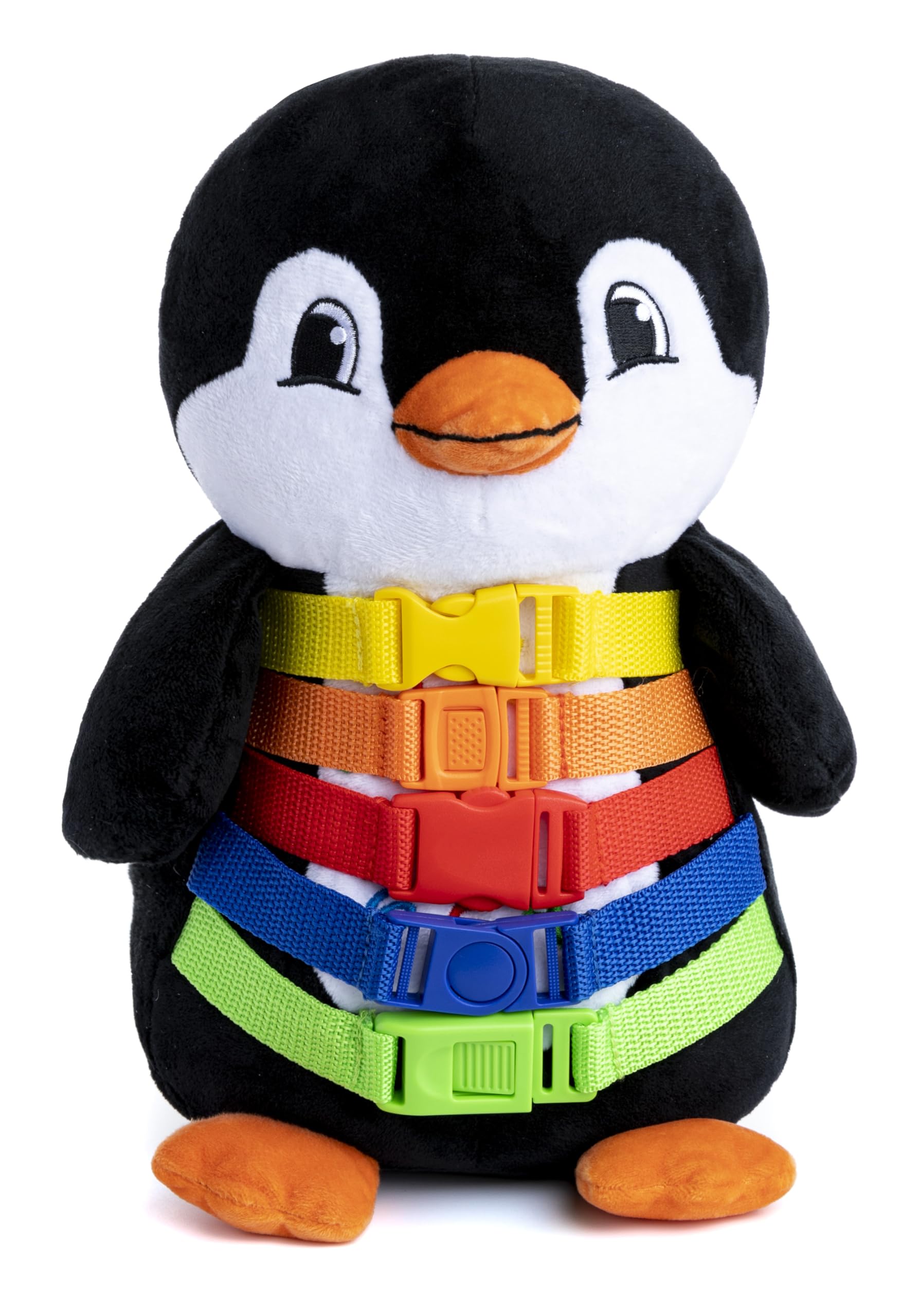 Buckle Toys Blizzard Penguin Plush Montessori Toys for Toddlers 1-3 Animal Sensory Toy to Develop Fine Motor Skills and Learn Shapes and Colors, Travel Essentials for Kids, Includes Storage Pocket
