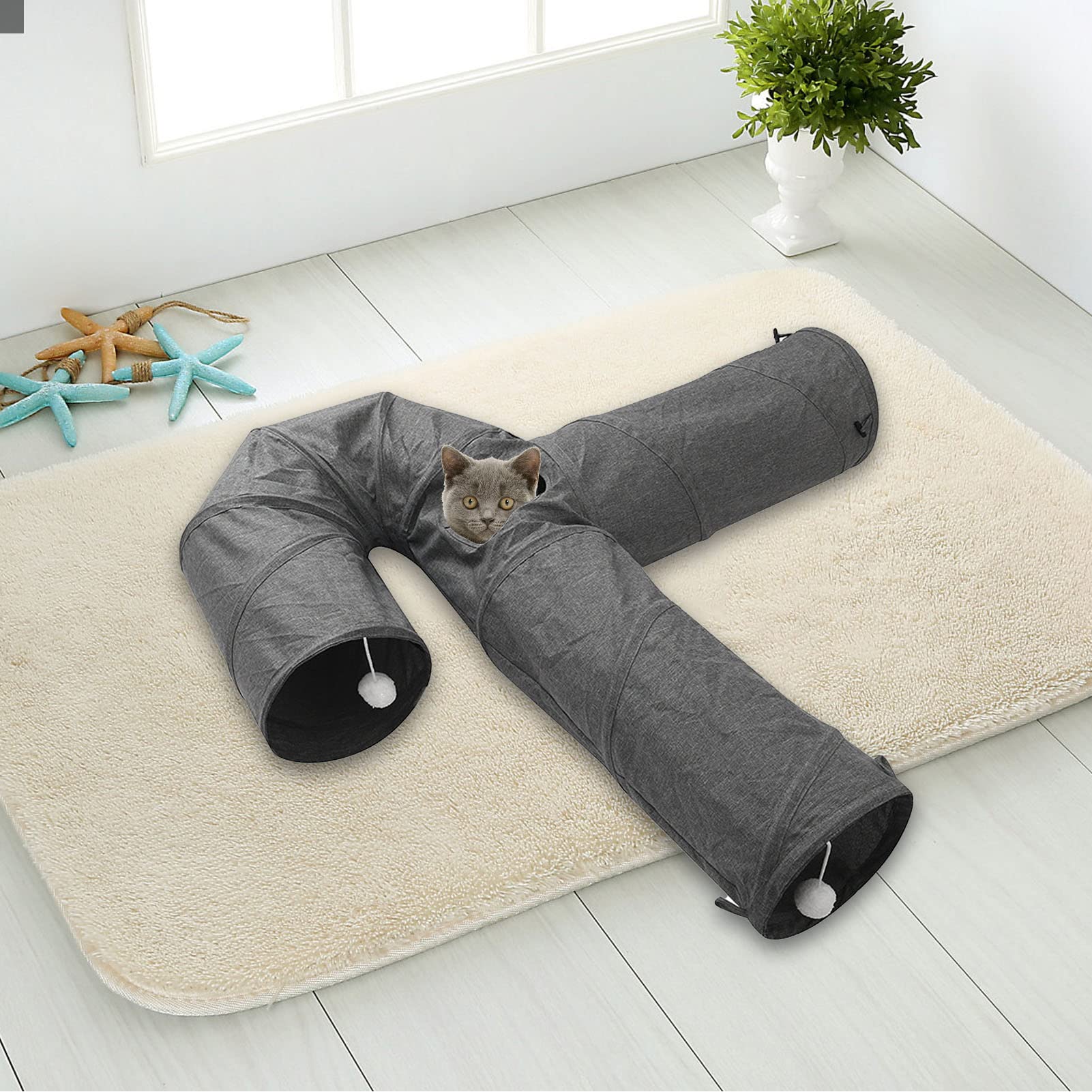 Tunnel Animal Pliable - Tunnel de Lapin, Boule Suspendue, Grand Jouet pour