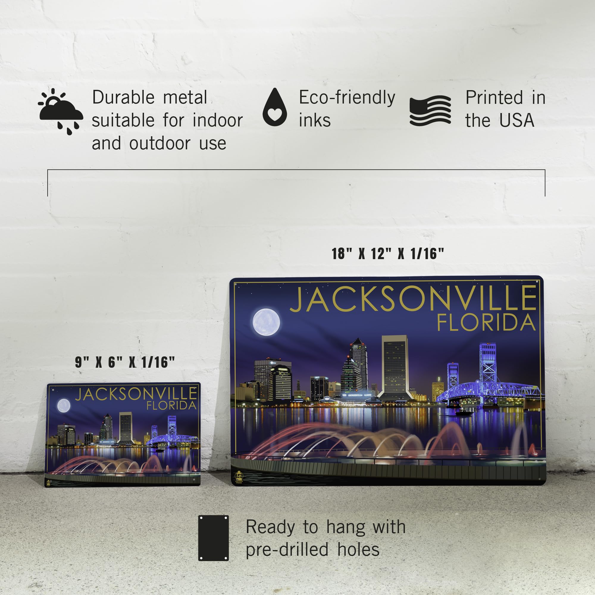 Amazon.com : Lantern Press 6x9 Inch Metal Sign, Jacksonville