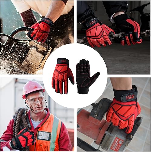 Miniatura 5 de AIGEVTURE Anti Vibration Work Gloves Men TPR Impact Reducing Mechanic Gloves SBR Fingers & Palm Padded Safety Work Gloves