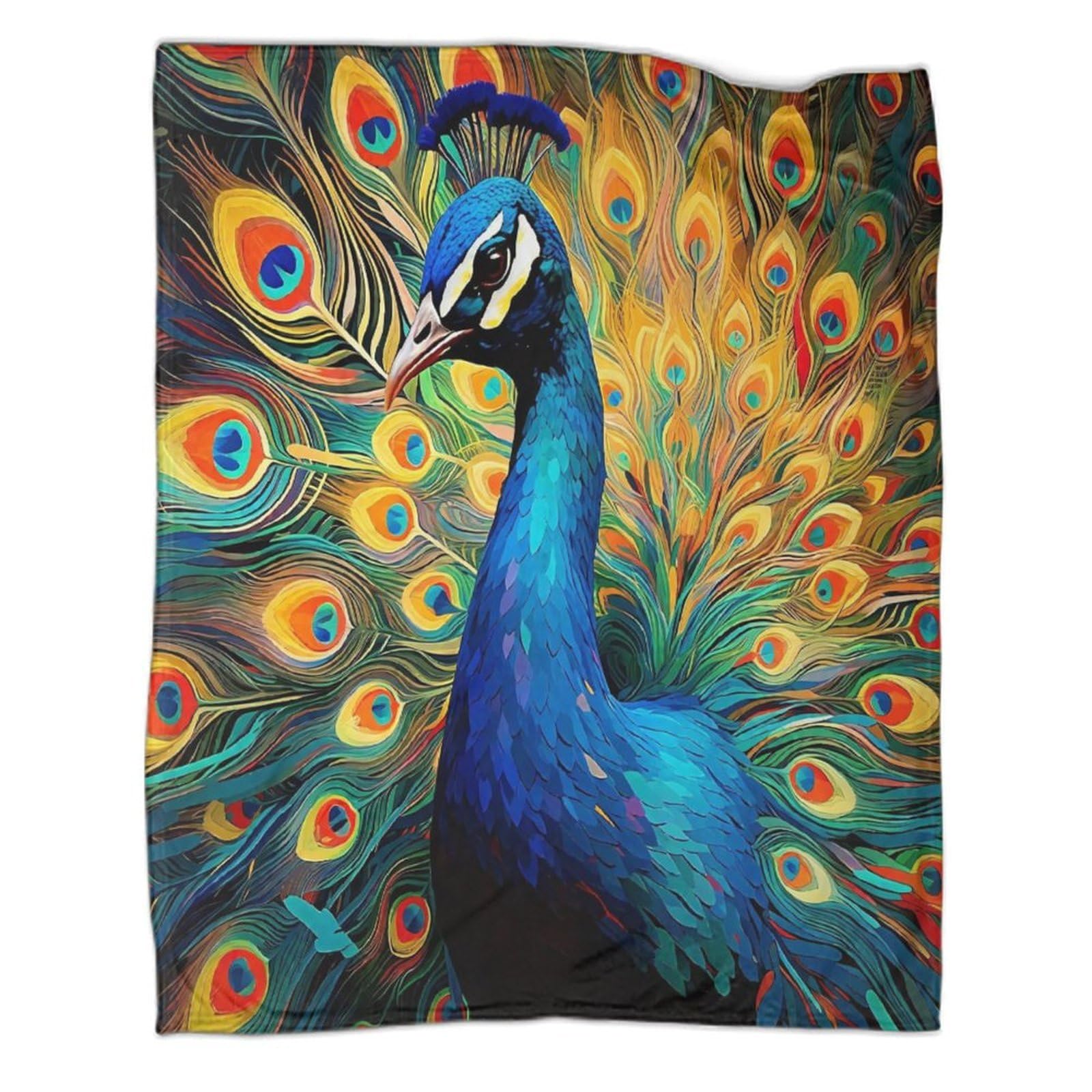 Couverture super douce motif paon 3D pour réconforter vos enfants toutes saisons