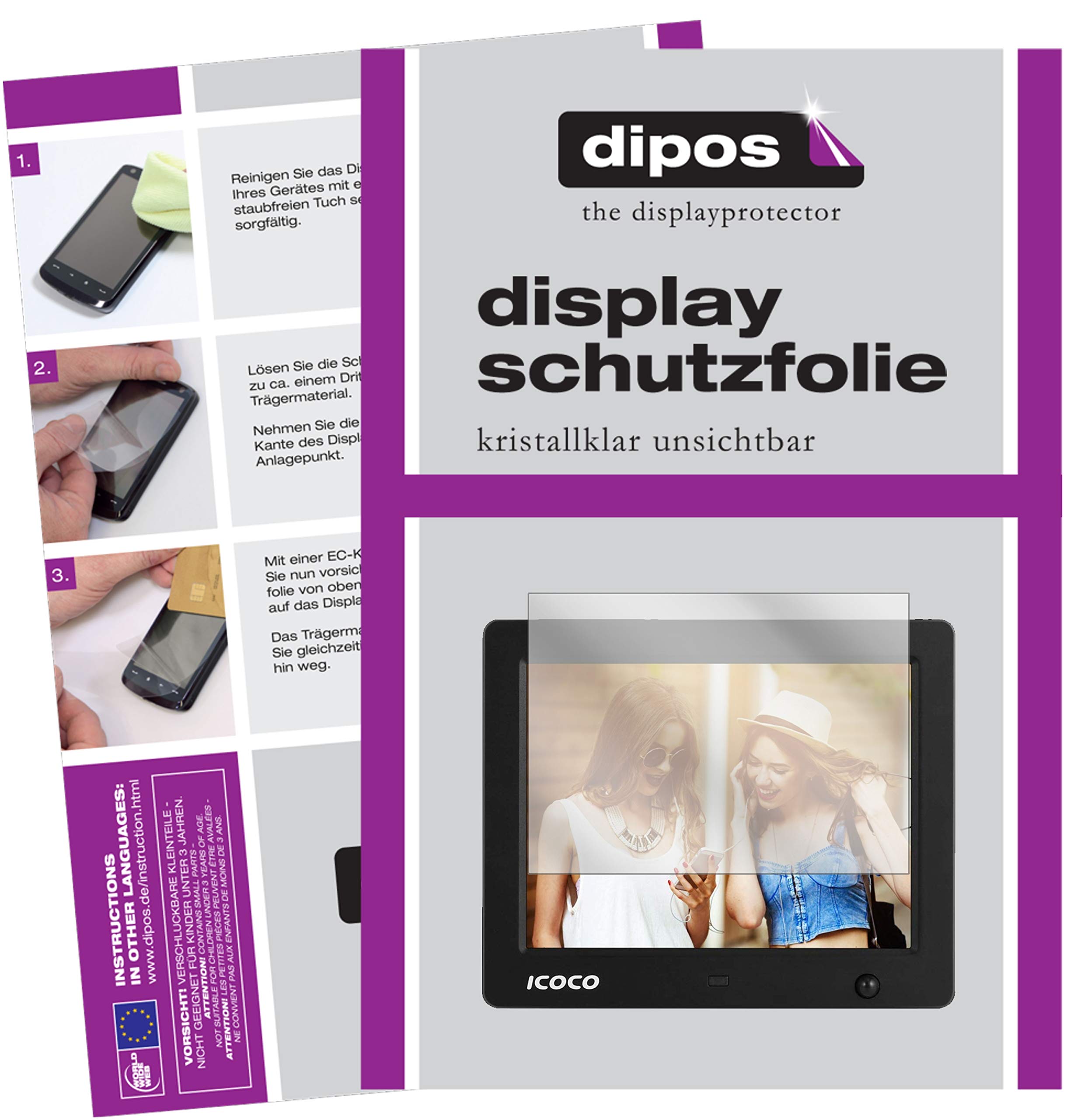 dipos I 6x Screen Protector compatible with Icoco 8 inch Digitaler Bilderrahmen Protection Films clear