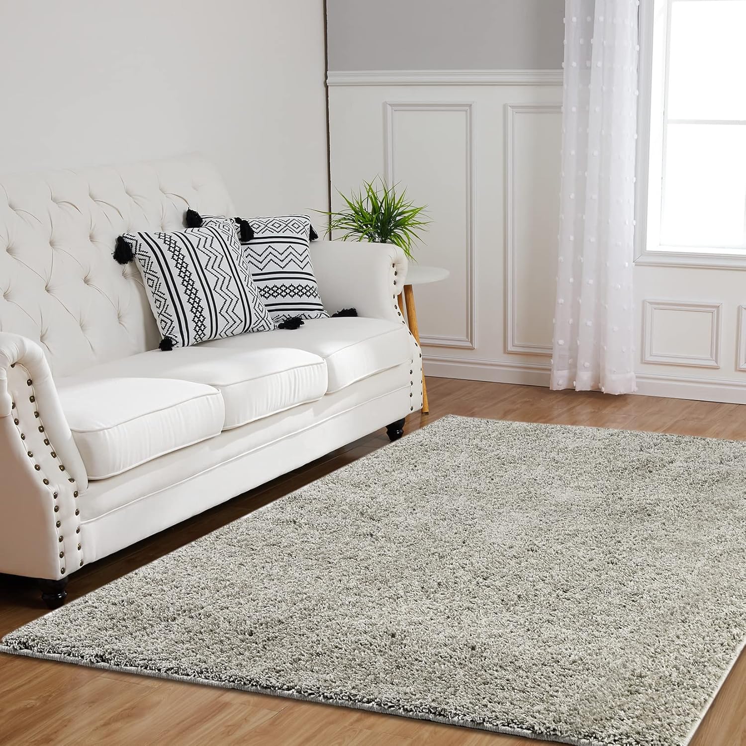 COZYLOOM 11'x15' Solid Shag Area Rug Non-Shedding Stain Resistant Modern Shaggy Rug Soft Thick Fluffy Plush Floor Carpet Indoor Non-Slip Luxury Large Bedroom Rug Contemporary Rug, Gray 11' x 15' (Rectangular) Grey