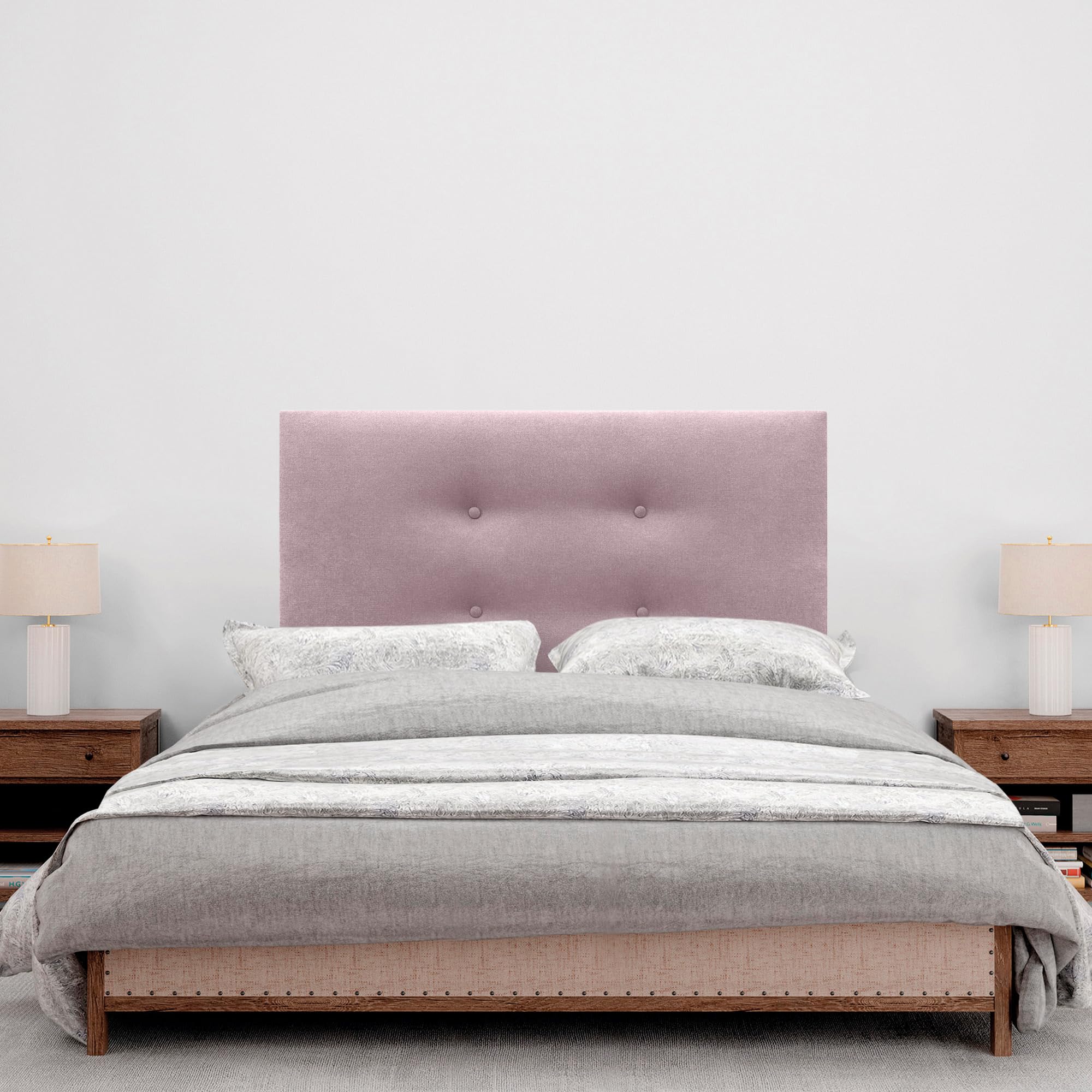 DHOME Cabecero de Polipiel o Tela AQUALINE Pro con 2 hileras de Botones Cabezal tapizado Cama Lujo (Tela Rosa, 105x50cm (Camas 80/90/105))