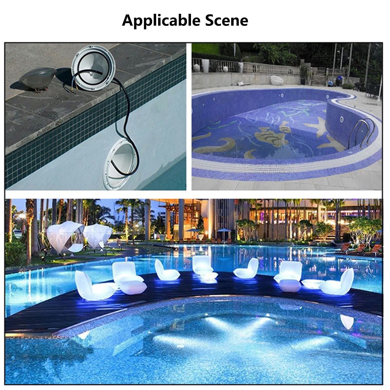 Luci per piscine subacquee LED lampadina par56 AC/DC 12V Materiale di vetro addensato Impermeabile IP68 Luce bianca/luce bianca calda, per illuminazione subacquea, fontane, laghetti(Color:White light,