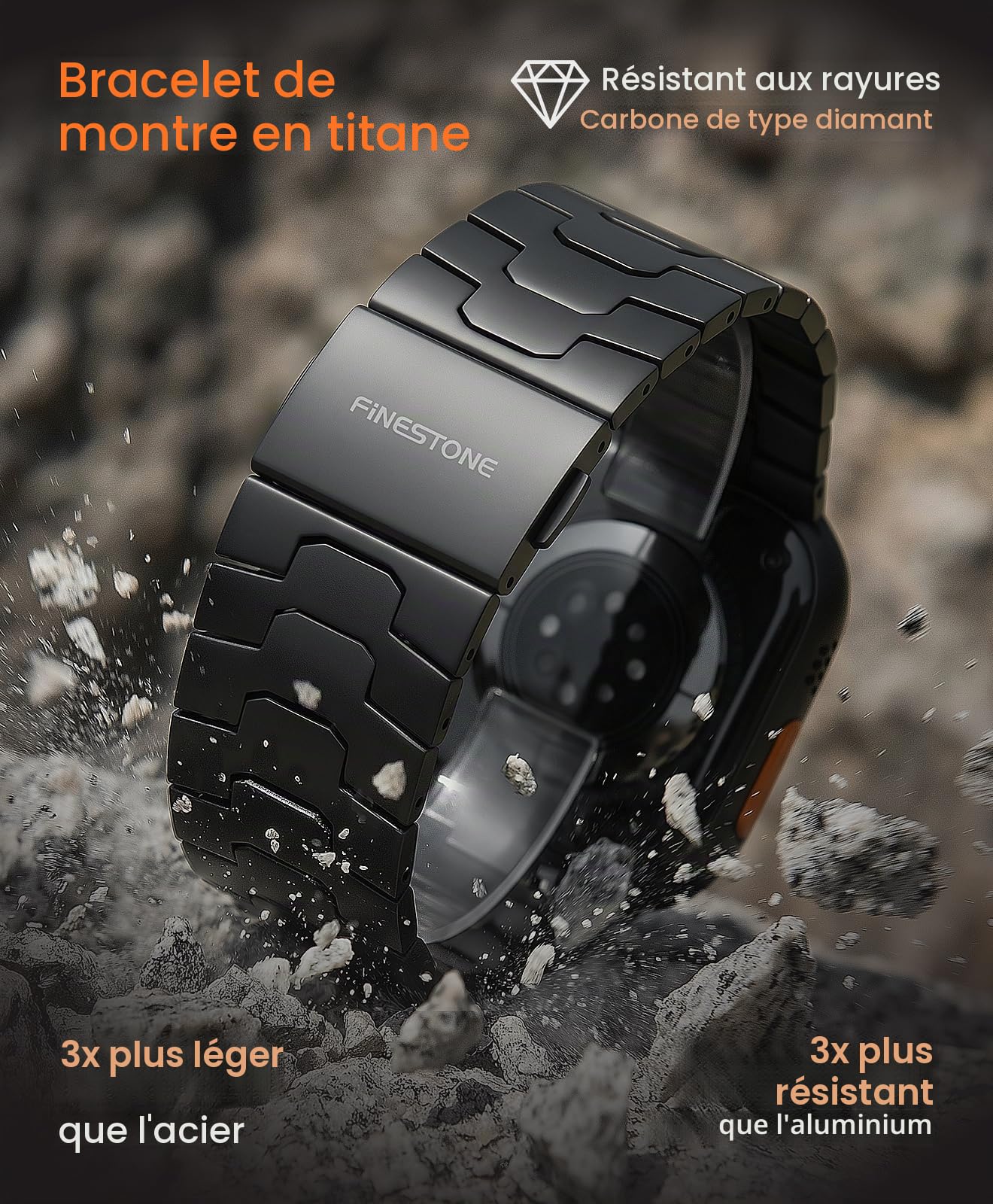AGIS01 Bracelet en Titane pour Apple Watch ULTRA & ULTRA 2 - Bracelet Apple Watch ULTRA 49mm Réglable - Revêtement DLC