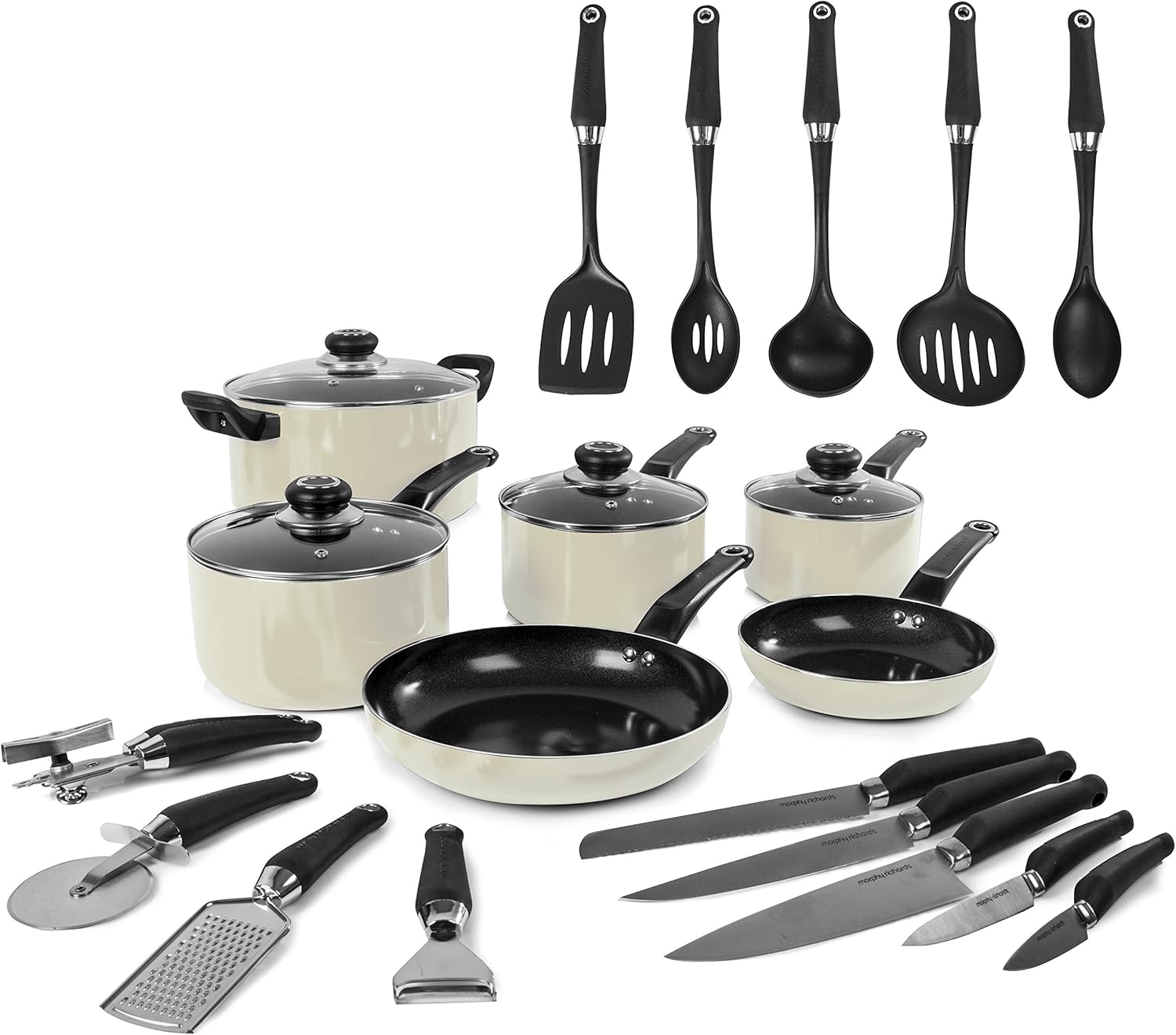Morphy Richards Equip 20 Piece Cookware Set (4 Pots + 2 Saucepans + 14