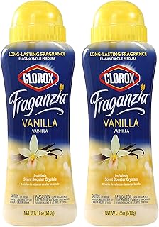Clorox Fraganzia Laundry Scent Booster Crystals in Vanilla Scent - Scented In-Wash Freshener Beads for Fresh, Clean, Great Smelling Clothes and Linens, 18 Oz - 2 Pack