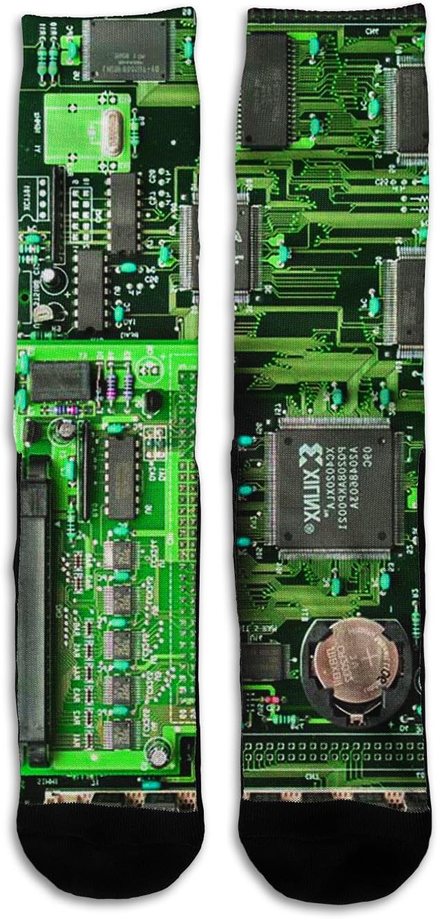 Circuit Board Motherboard - Custom Elite Style Athletic Sport Socks Crew 18”