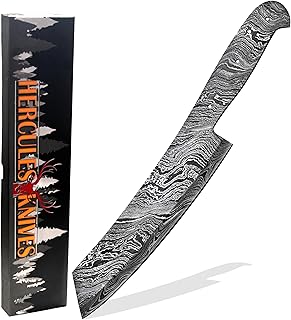 Custom Hand Forged Damascus Steel Blank Blade Chef Knife - Kitchen Knife Damascus Billet Bar Handmade Knife Making Supply - Hercules Knives