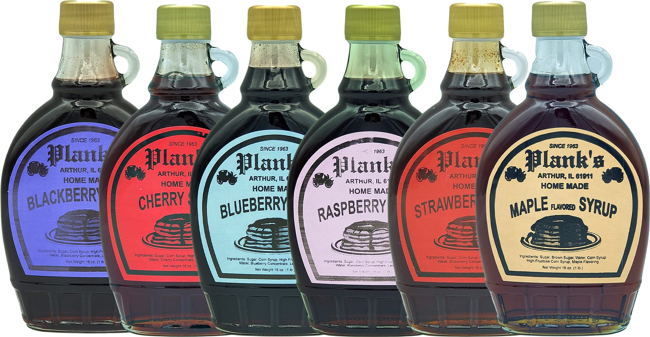 Amish Syrup (6 Syrups (2/Maple, 2/Blueberry, 1/Strawberry, 1/Cherry)
