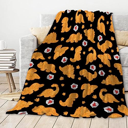 Miniatura 2 de Manta de pepita de pollo, manta de pepita de dinosaurio, manta de felpa suave y acogedora, manta de franela mullida de forro polar divertida para