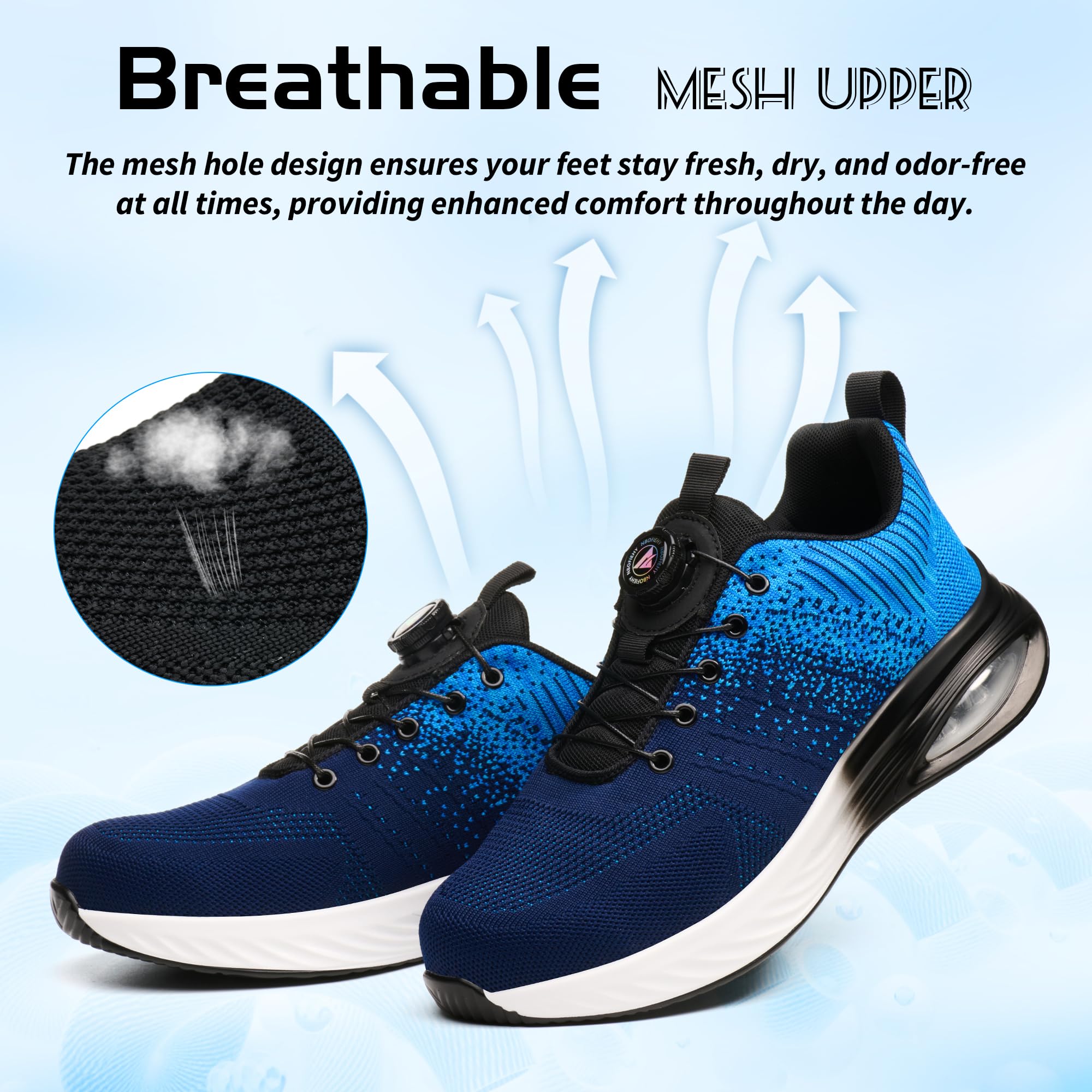 Zapatos de Seguridad Hombre Mujer Ligero Zapatillas de Trabajo Antideslizante Transpirable Zapatillas de Seguridad con Puntera de Acero Comodo