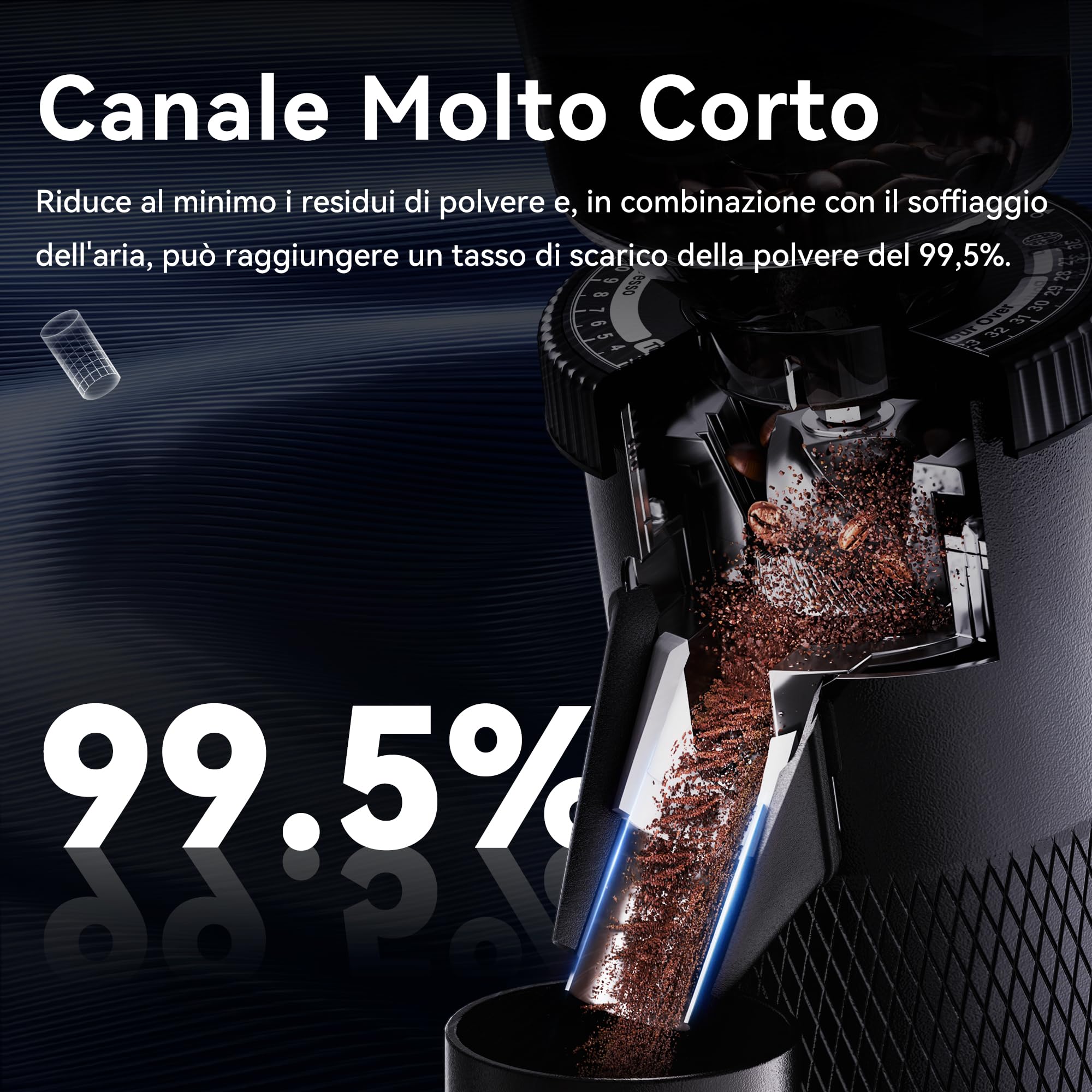 Macinacaffè Elettrico HIBREW - Macina Conico 31 Livelli, 200W - Foto 10