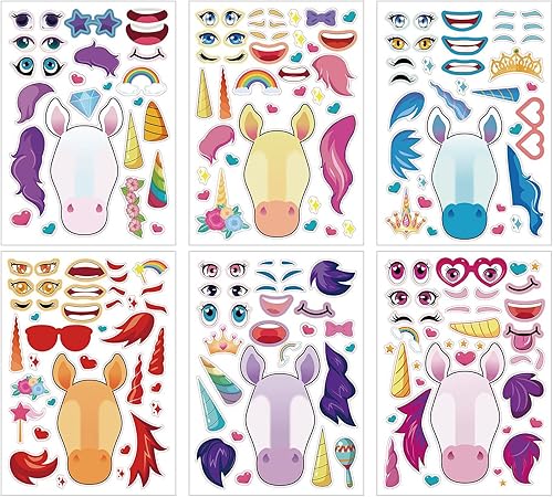 36 hojas de calcomanías para hacer tu propia cara para mezclar y combinar, juego de calcomanías reutilizables, calcomanías de fantasía para niños,