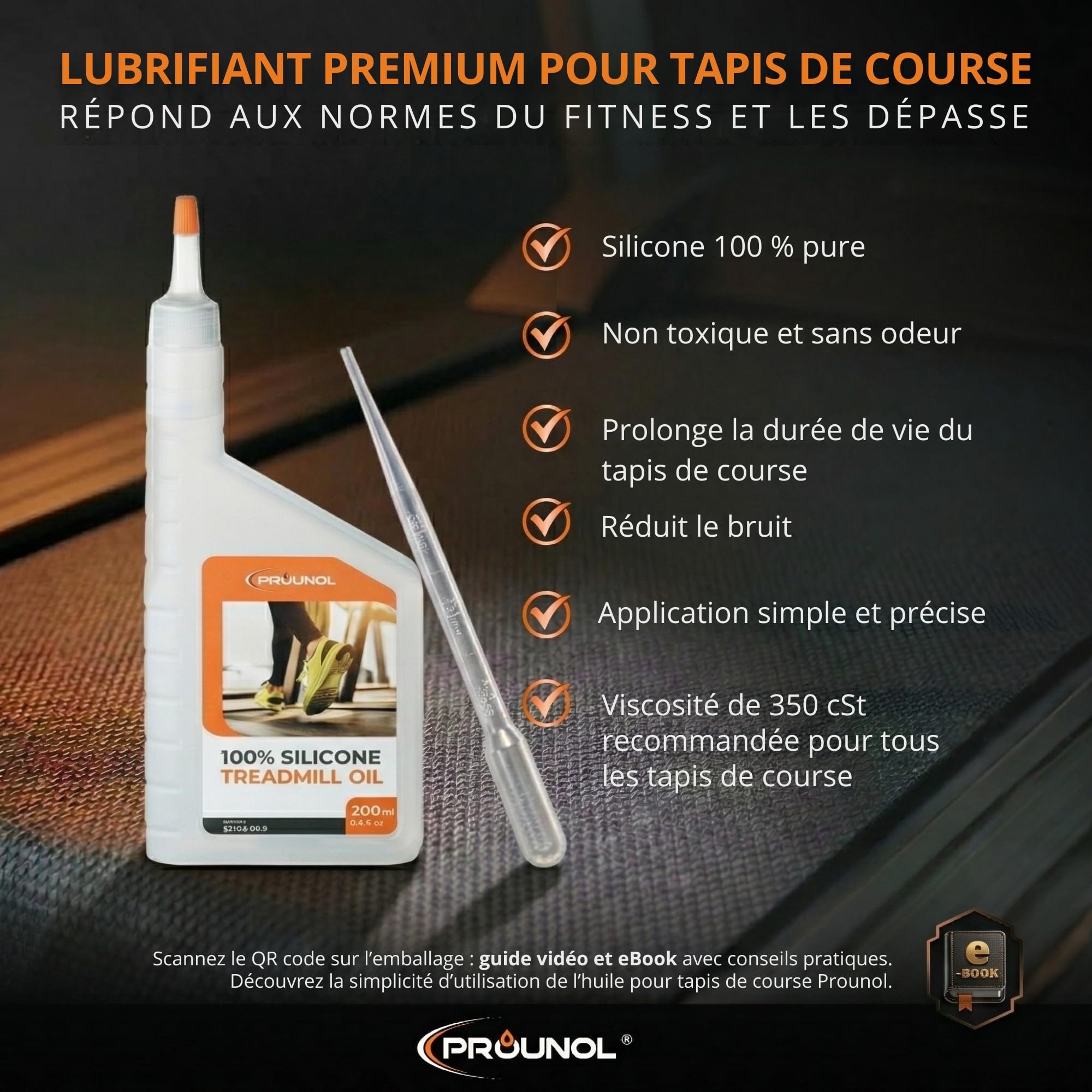 Prounol Huile Tapis de Course – 200 ML – Lubrifiant Tapis de Course Électrique – Fabriquée dans l’UE – Huile Silicone Qui Dépasse Les Exigences des Fabricants D’Équipements De Fitness