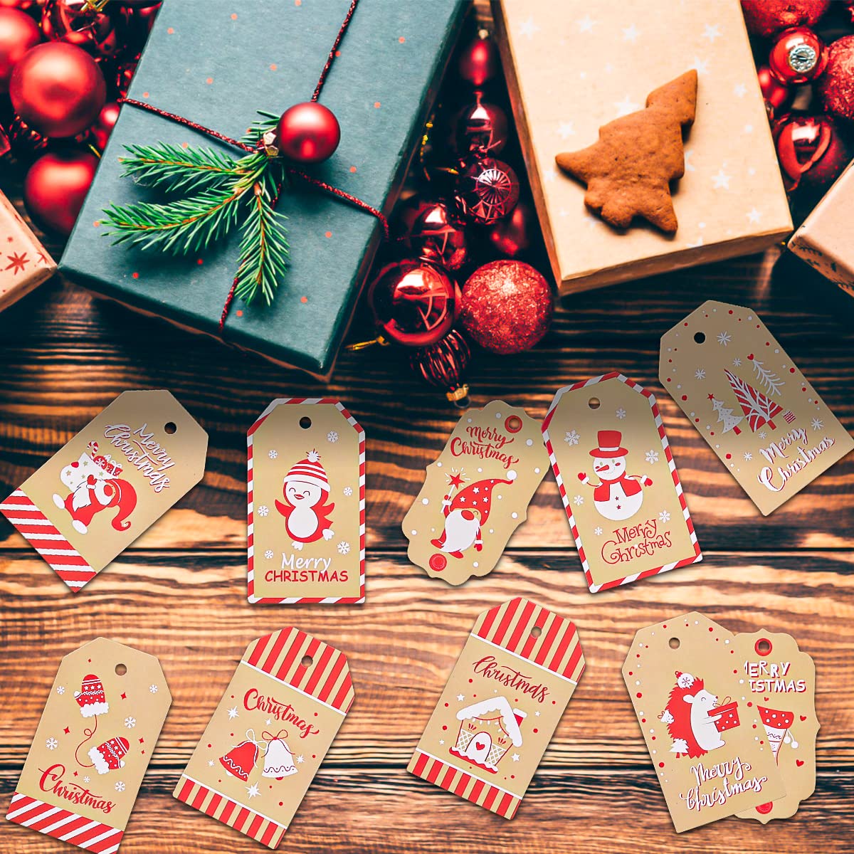 CANNXI Lot De 100 étiquettes De Noël à Suspendre En Papier Kraft Pour Travaux Manuels, Emballage Cadeau, Décoration