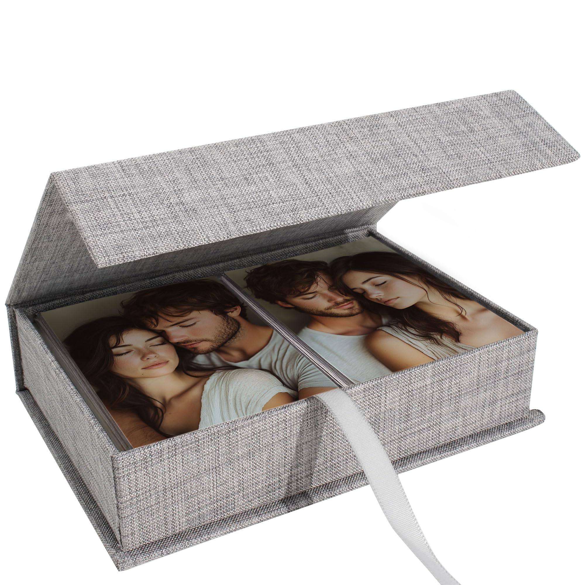 Hiwhy Photo Storage Box 8x10, Linen Photo Box, Memory Box Perfect to Store Your Photo, Pictures, Certificates, Scrapbooking Supplies, Keepsakes and