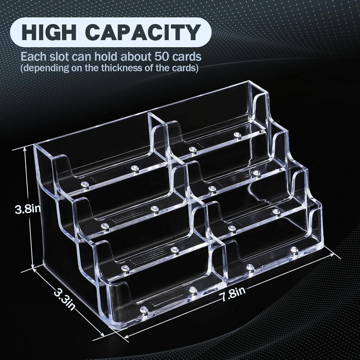xydstay Lot de 2 porte-cartes de visite en acrylique transparent à 4 niveaux avec 8 poches, peut contenir 400 cartes, idéal pour le bureau et l'espace de travail