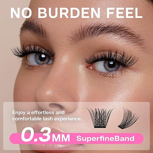 Miniatura 3 de CALAILIS 168 pestañas individuales rizadas D 56D-10-16 mezclas, racimos de pestañas de aspecto natural, banda súper fina y extensiones de pestañas