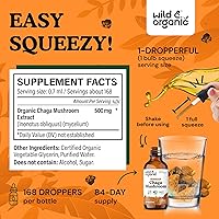 Vista 3 de Wild & Organic Chaga - Gotas de hongos - Apoyo inmunológico con extracto de Chaga - Suplemento líquido de hongos para la inmunidad - Tintura vegana