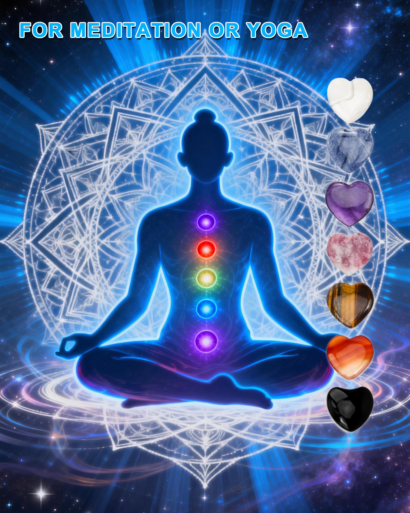 Cristales Curativos Naturales 24 Piezas - Chakras Piedras Naturales Energéticas de Corazón - Set de Chakras Piedras para Meditación, Reiki y Alivio del Estrés - Regalo de San Valentín para Parej