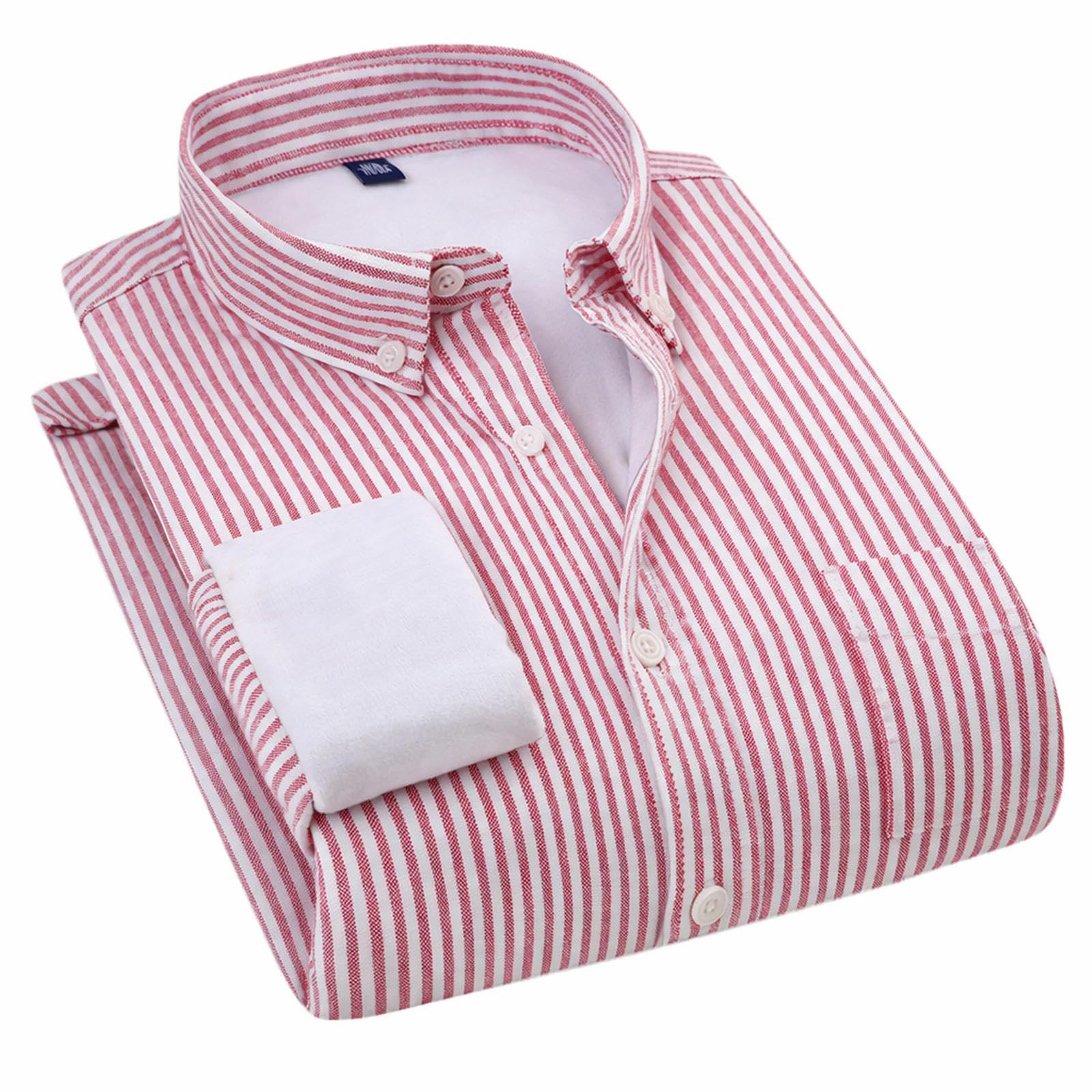 Camisa de tela Oxford con forro polar para hombre, con botones, informal, cálida, para invierno, oficina, con bolsillo, para hombre