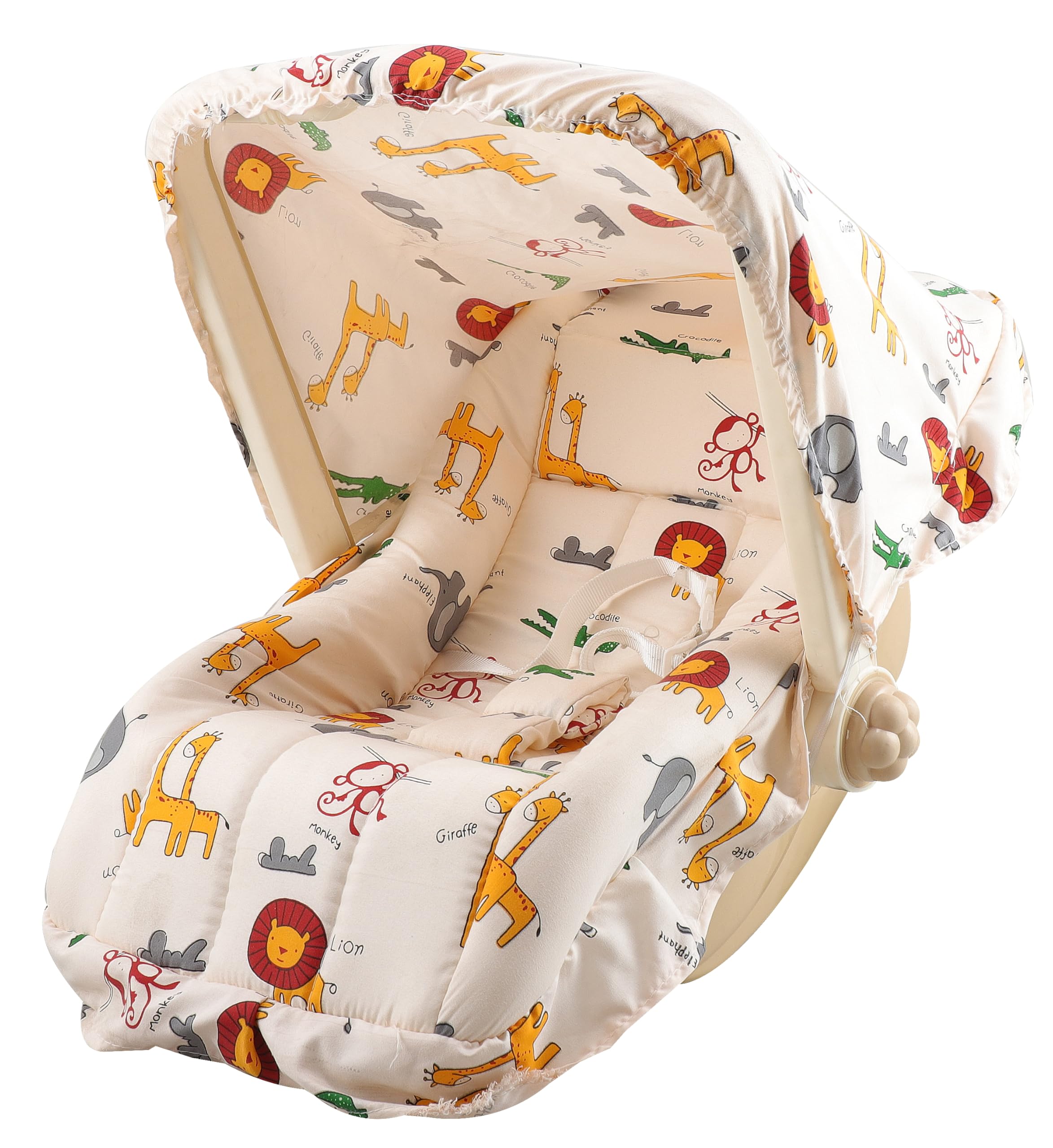 JoyRide CuddleNest Multi-Purpose 5 in 1 DLX Baby Carry Cot & Rocking Chair with Adjustable Handle | Large Canopy | Safety Lap Belt | Anti-Mosquito | Double Cushioned Washable Seat (Beige) 0-18 Months-image-27
