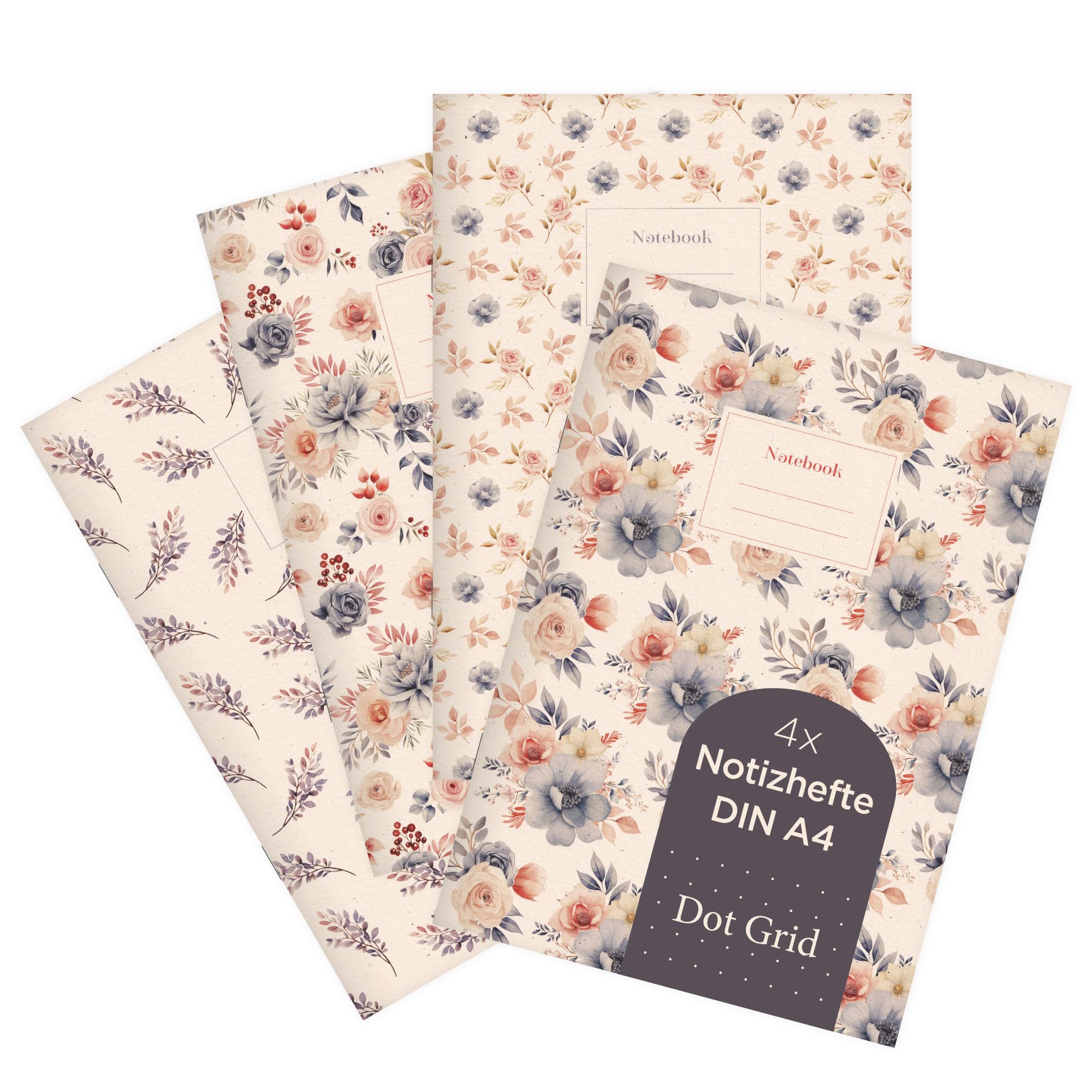 Carnets de notes A4 grand format cahier écriture bureau lot de 4