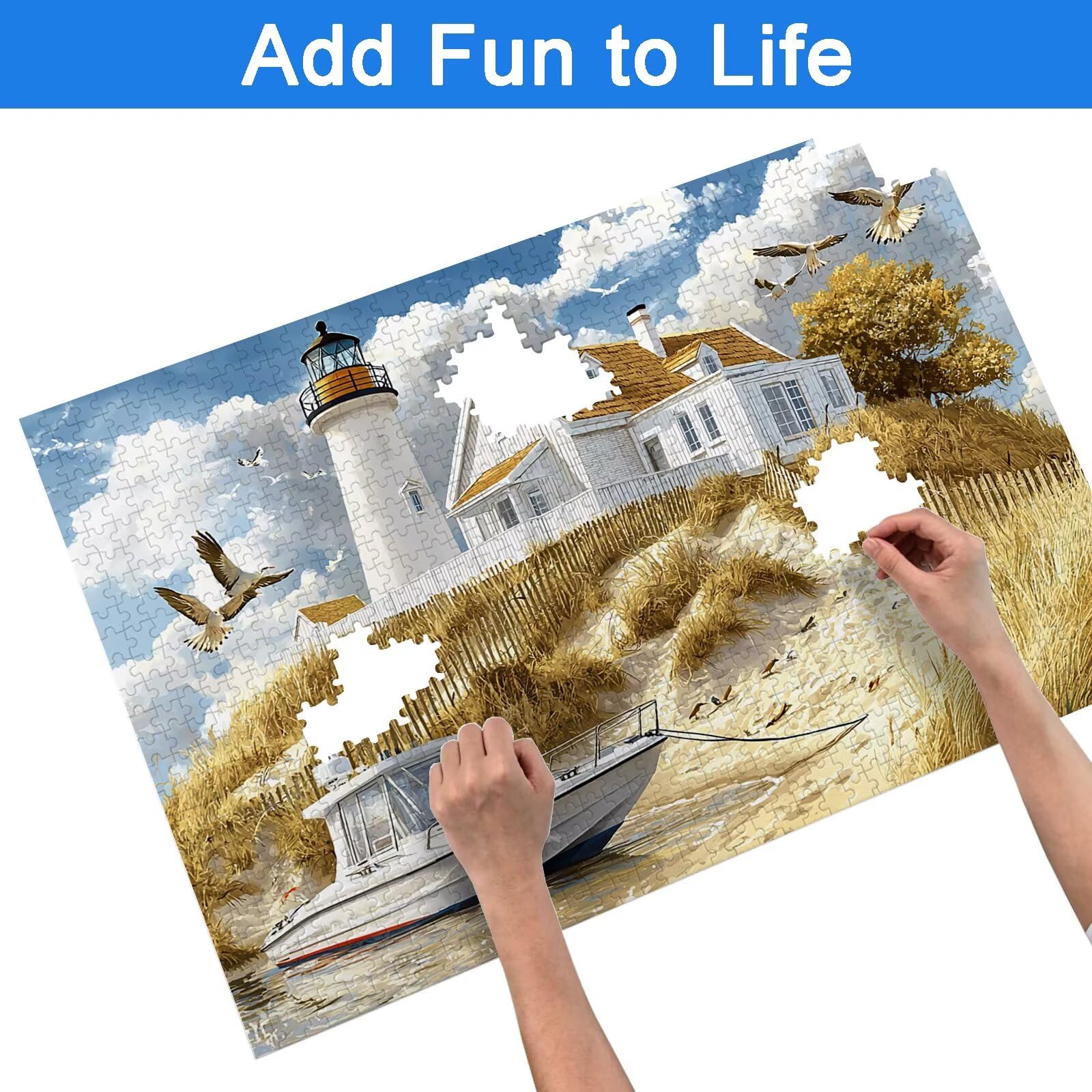 Puzzle 4000 Teile, Strand Puzzle 4000 Teile Erwachsene, Klassische Puzzles Leuchtturm, Holzpuzzle Erwachsene, Puzzlespiele für Die Ganze Familie, Geschenke für Frauen, Geschenke für Männer, -8781