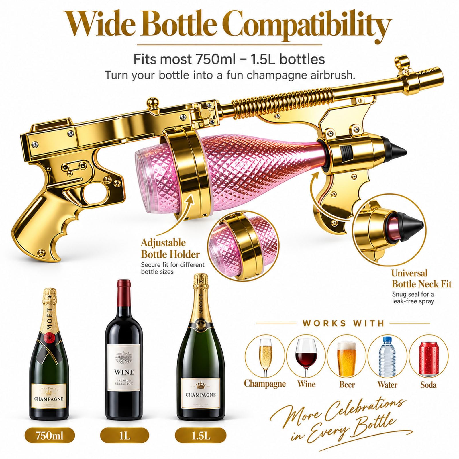 Pistola a spruzzo per Champagne e Tappo per Vino. B