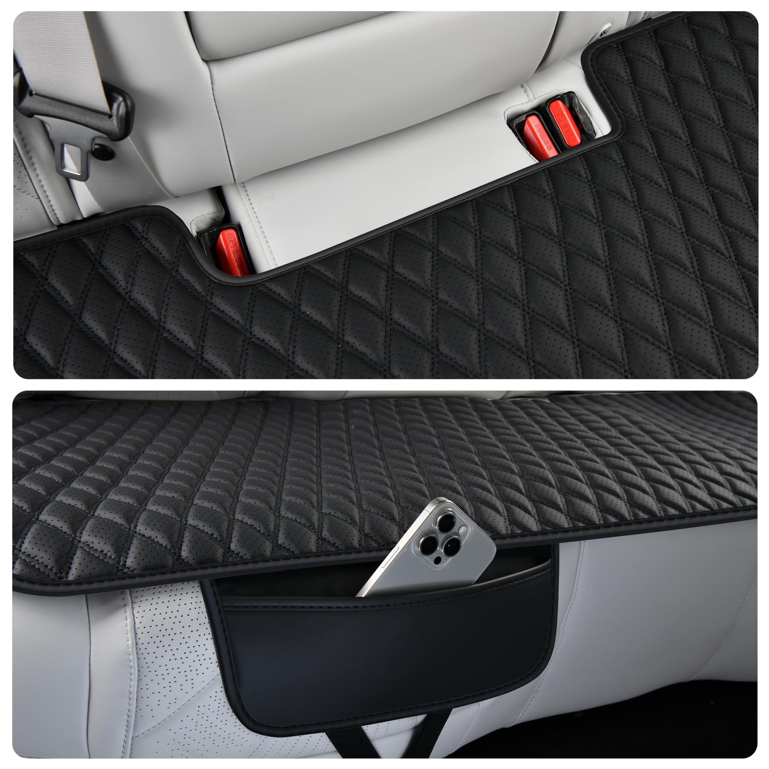 Cubierta de asiento de coche, cojín negro de base de cuero, cubierta universal para vehículos SUV, protector de asiento de coche impermeable y antideslizante (juego completo)
