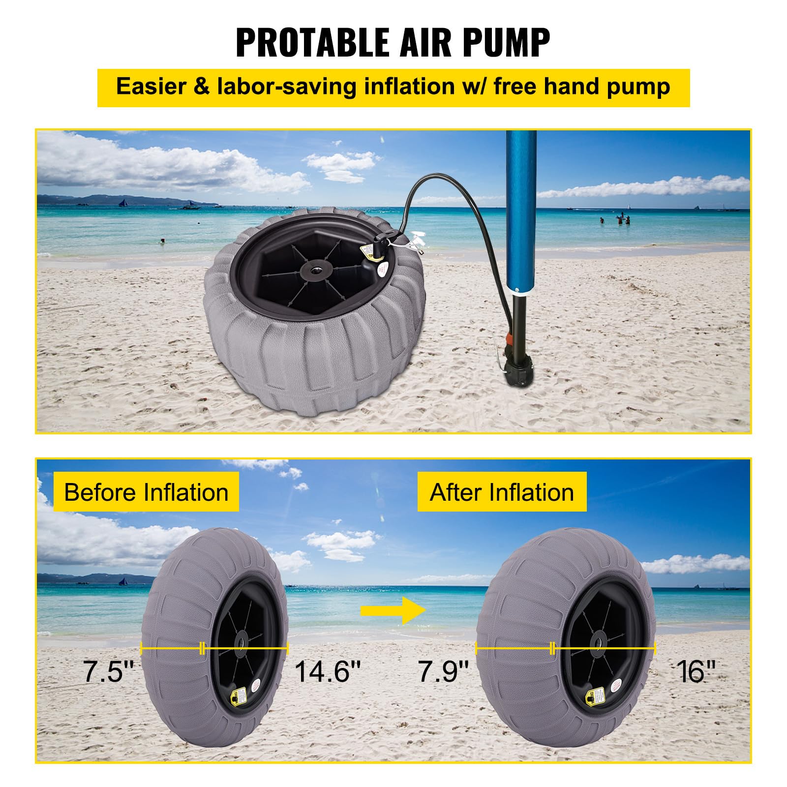 VEVOR Rueda Hinchable Neumático 40,6 cm TPU 176 libras Neumáticos de Ruedas Globo Neumáticos de Ruedas Neumática Llanta Plástico Neumáticos de Carro 7,6 kg Rueda Carretilla Sacos Neumático Carro