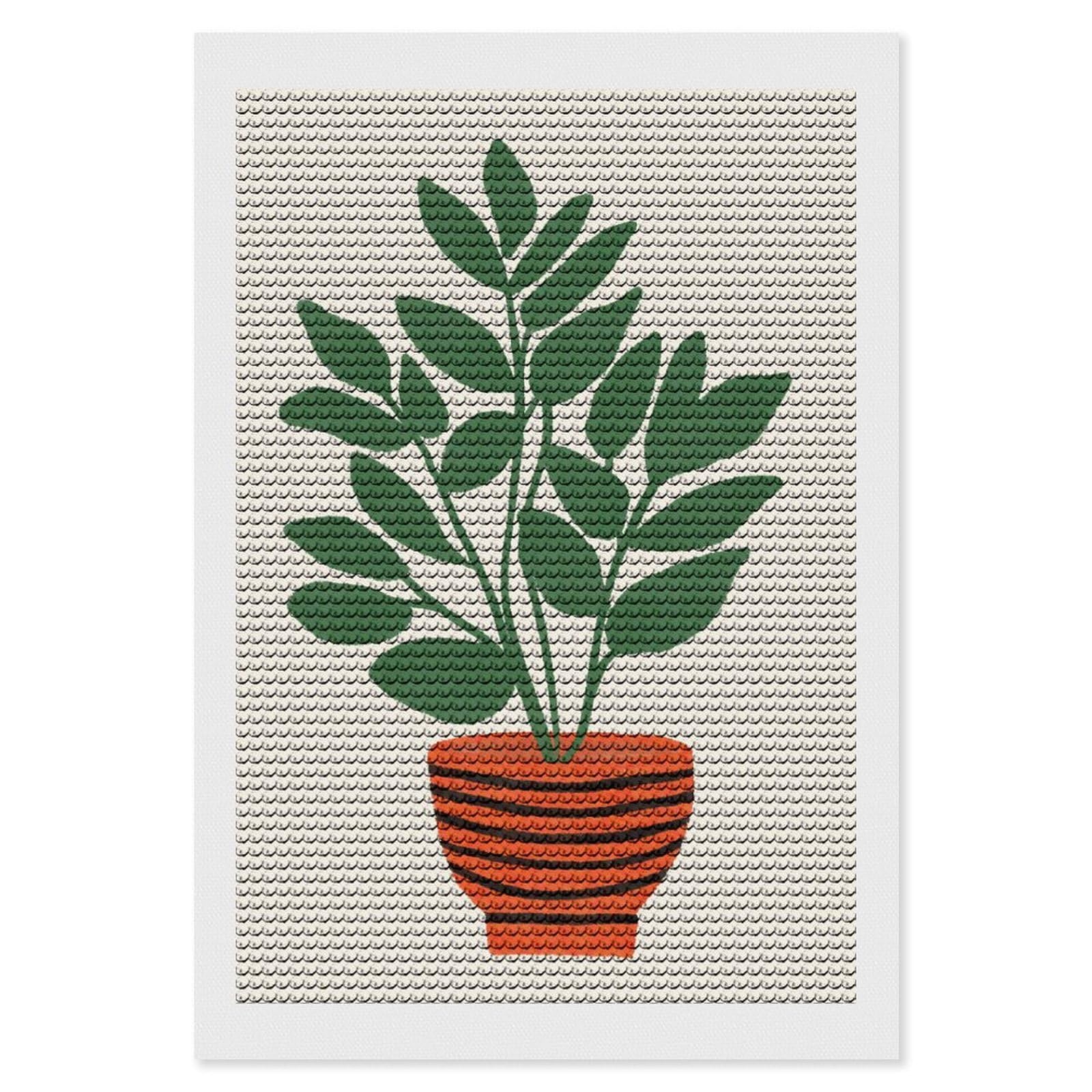 Junmoney Dieffenbachia Plant Full Drill Diamond Painting Kit 8"x12", for Teens, Adhesive Canvas, Bedroom Decor, Holiday Gift Idea