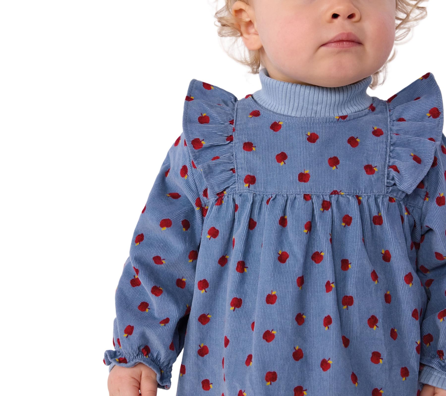 Petit Bateau Robe bébé en Velours côtelé Manches Longues imprimée Pommes