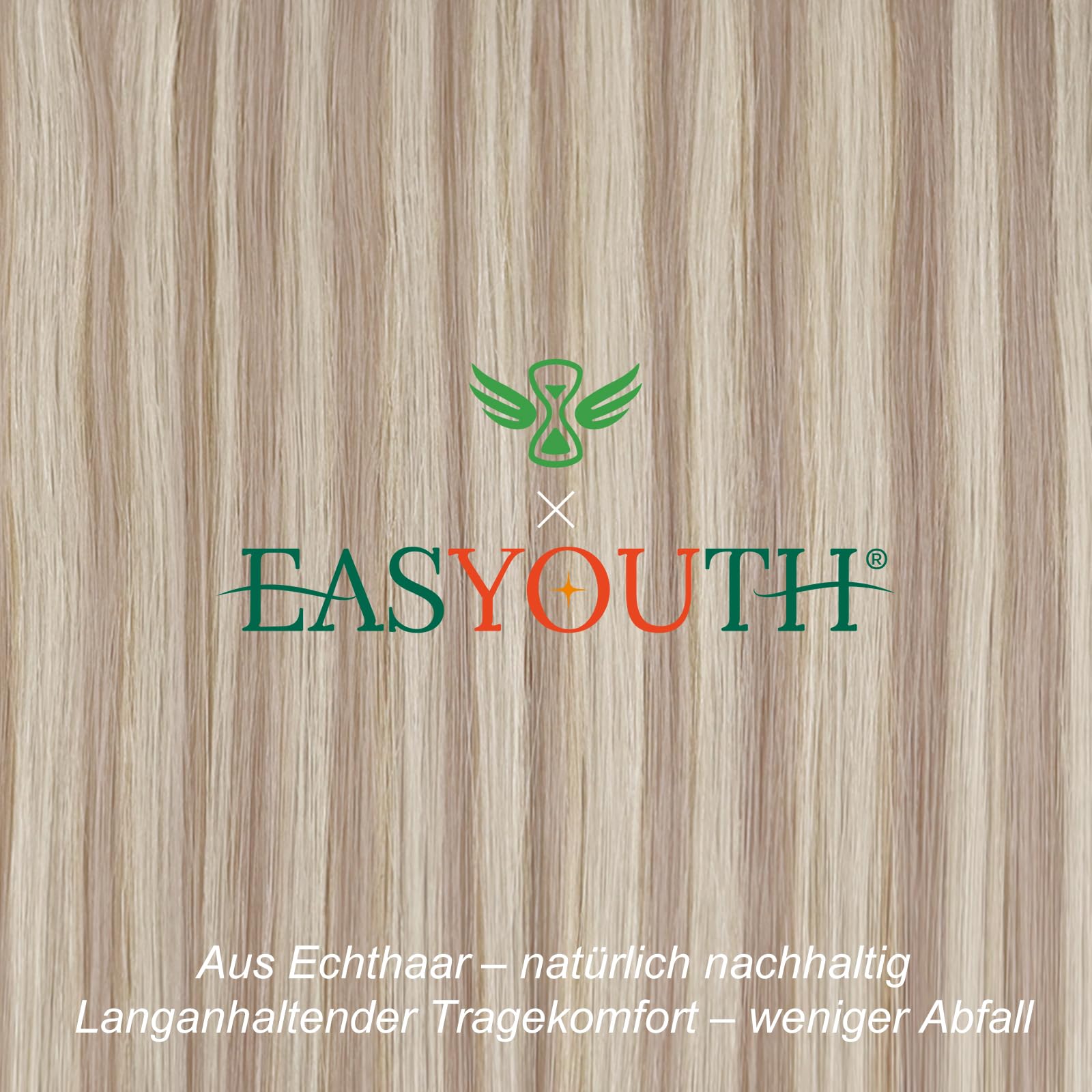 Easyouth Balayage Extensions Tape on Haar 16 Zoll 40g 20Stück pro Paket Aschblondes Highlight mit Hellblond Extension Tape in Echthaar Tape on Extensions Löser